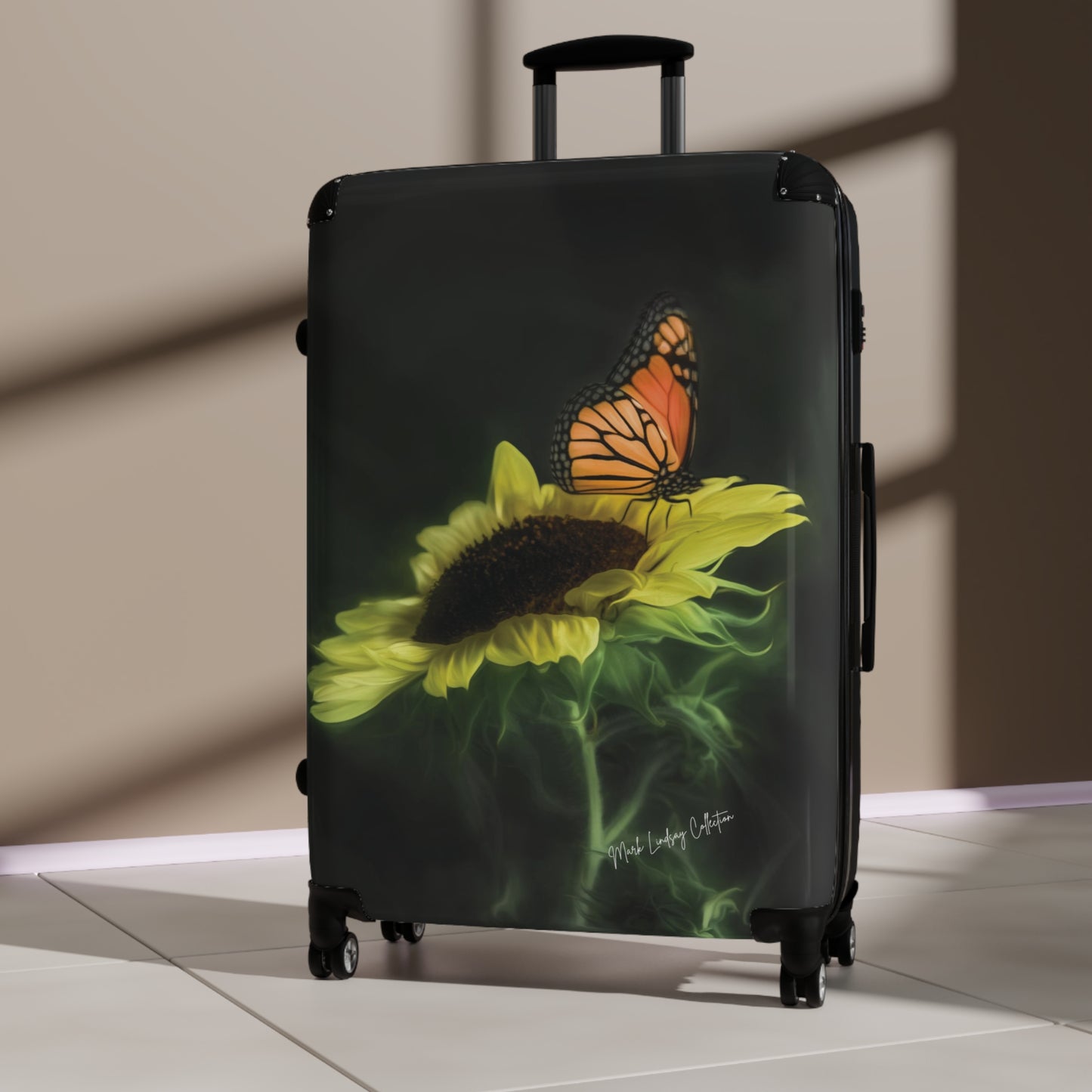 Butterfly's Sunflower Custom Art Luggage
