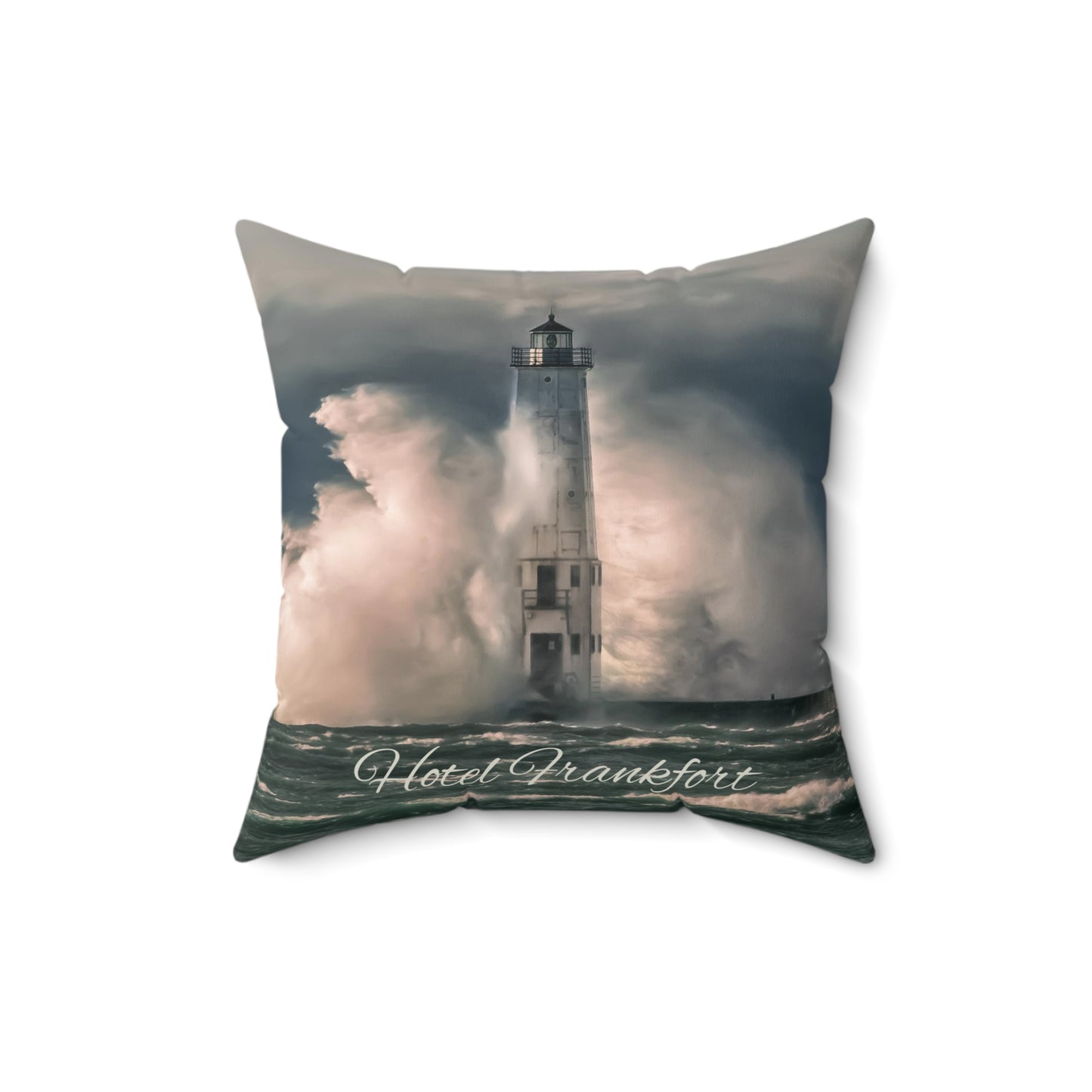 Hotel Frankfort Lighthouse Faux Suede Square Pillow