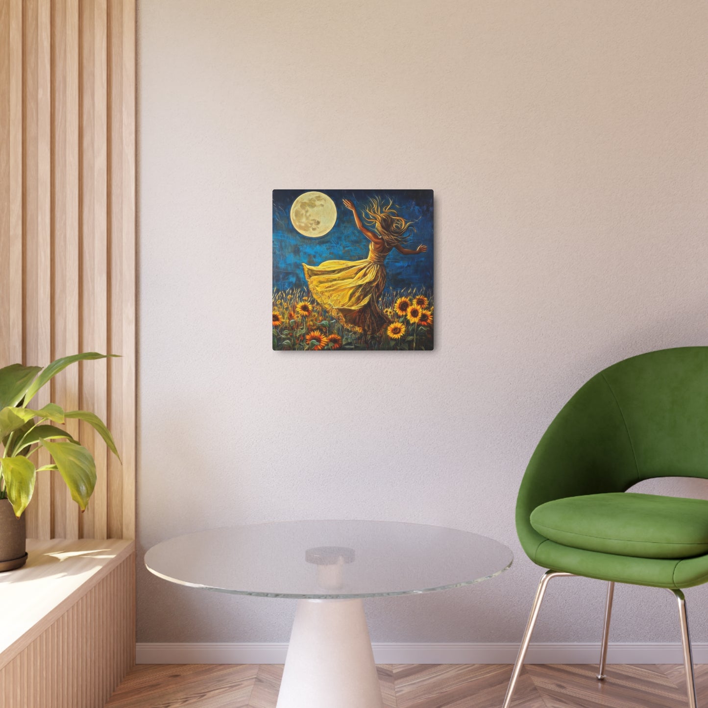 Sunflower Moon Metal Art — Dancing Woman Wall Décor