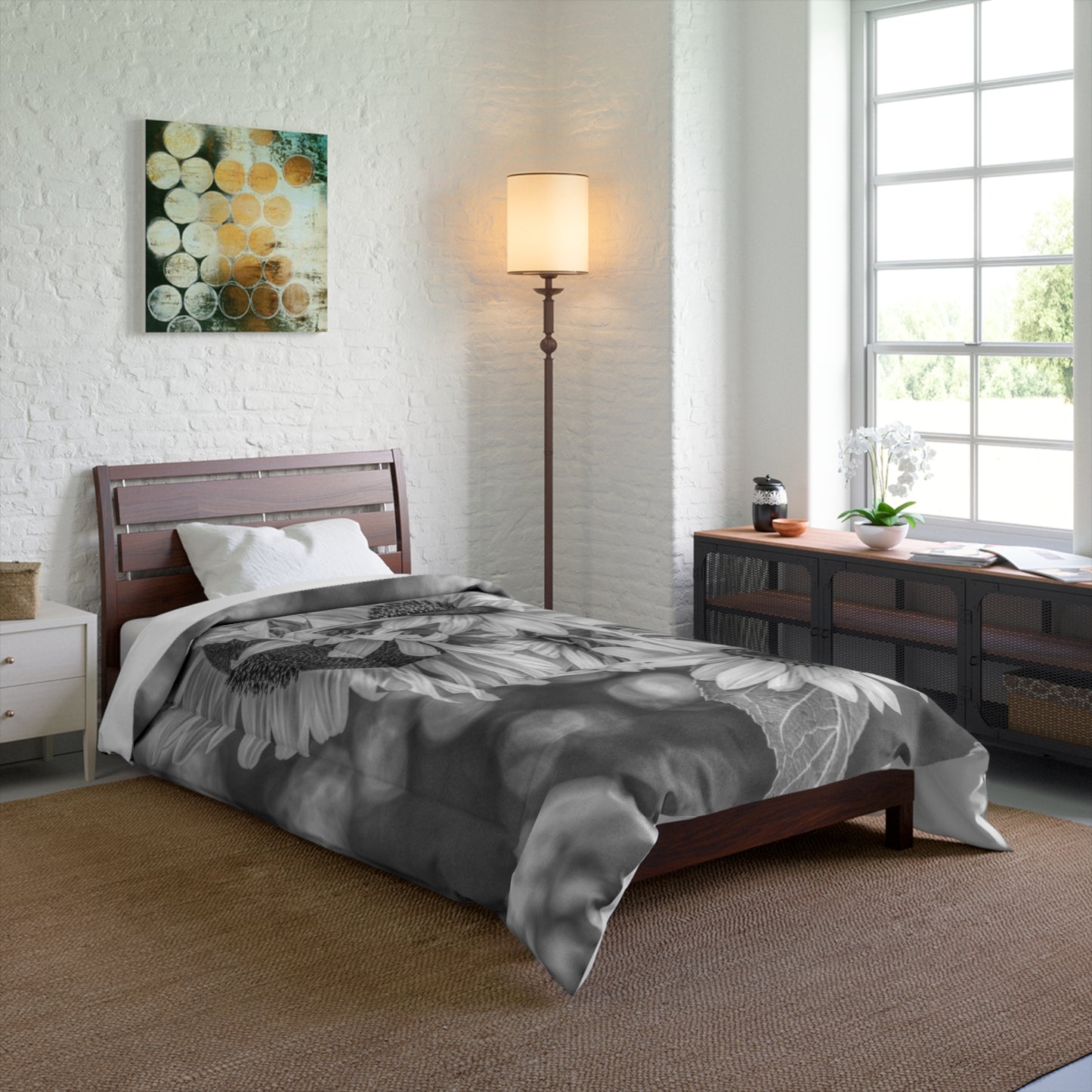 Black-n-White Sunflower Elegance & Color Comforter