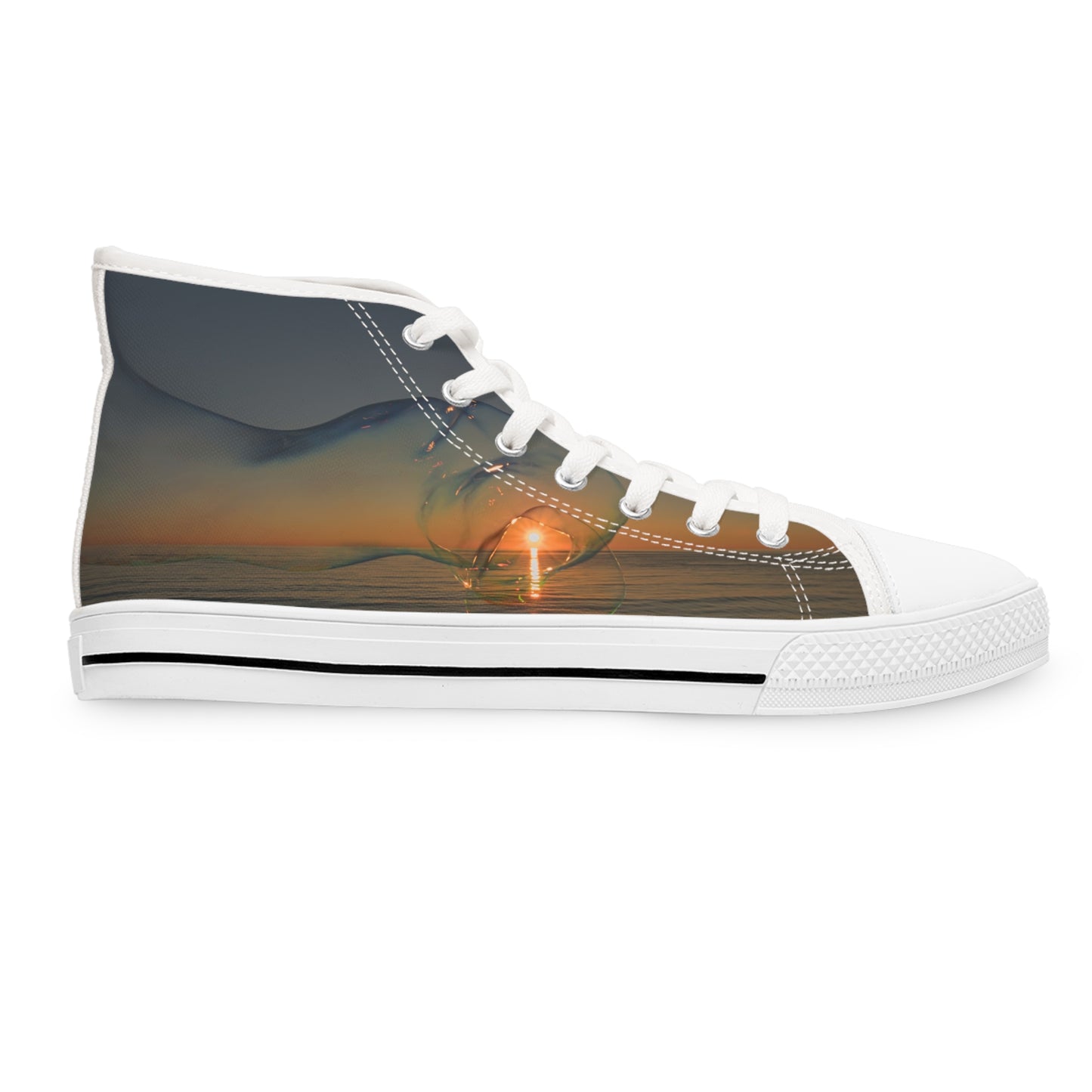 Sunset Glow High-Top Sneakers — Women's Artistic Canvas Shoes