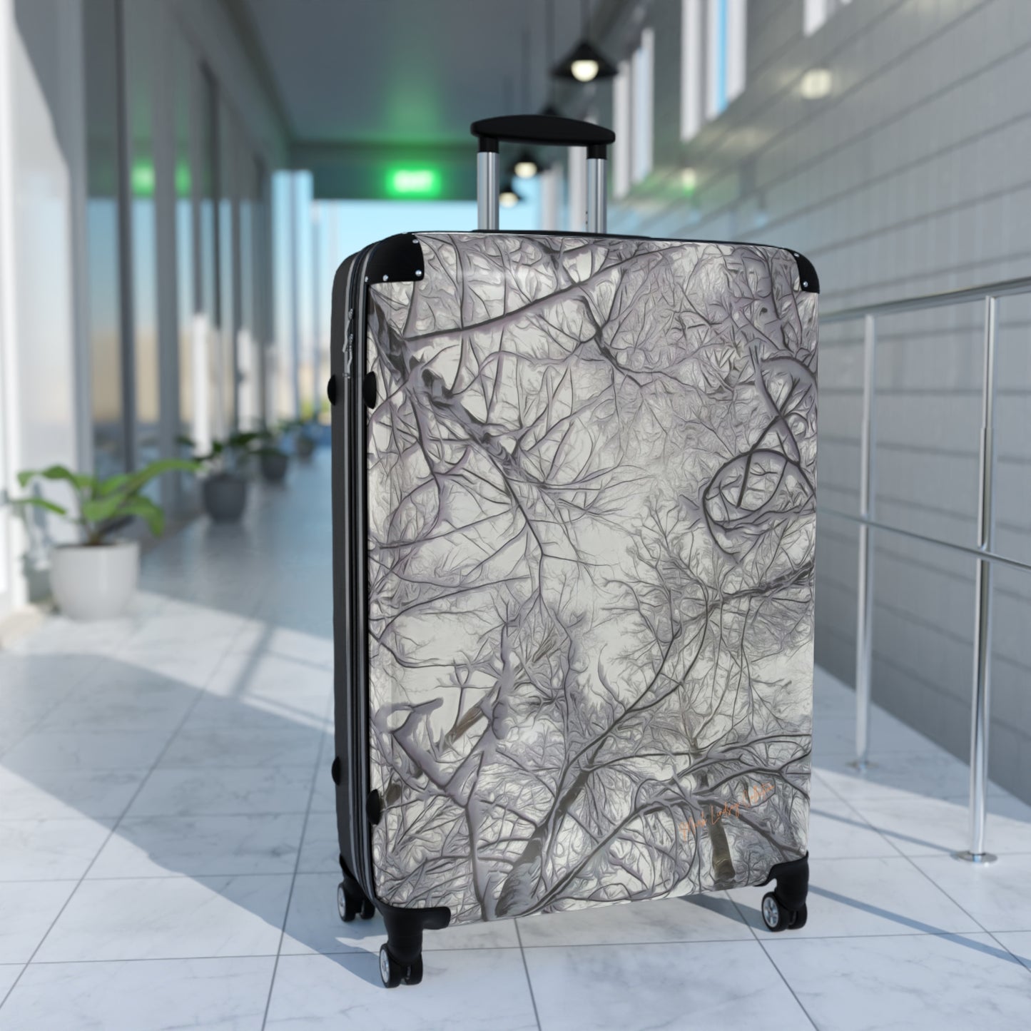 Snow Trees Above Custom Art Luggage