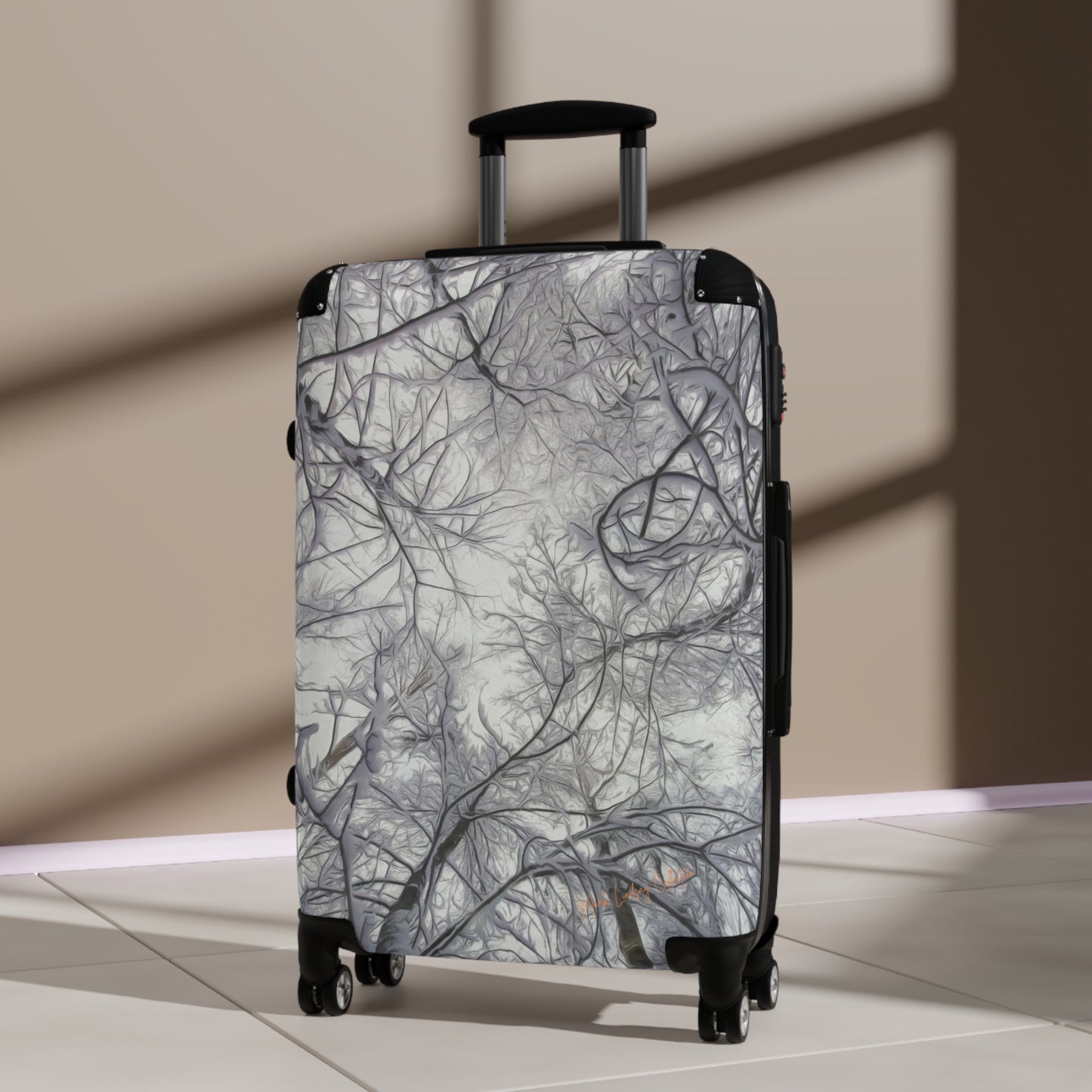 Snow Trees Above Custom Art Luggage