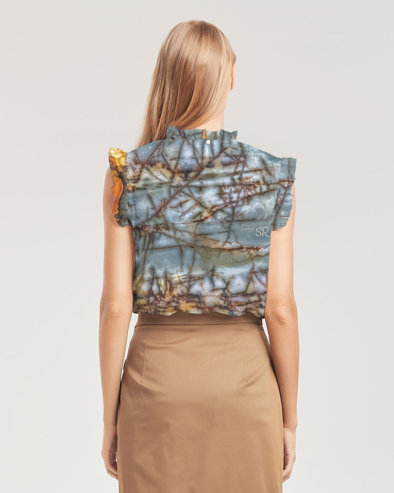 Cherry Creek 'Picasso' Jasper Women's Ruffle Sleeve Top