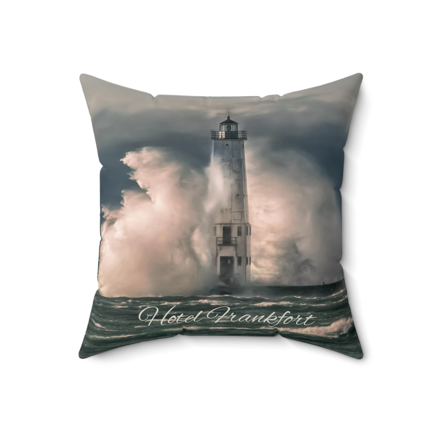 Hotel Frankfort Lighthouse Faux Suede Square Pillow