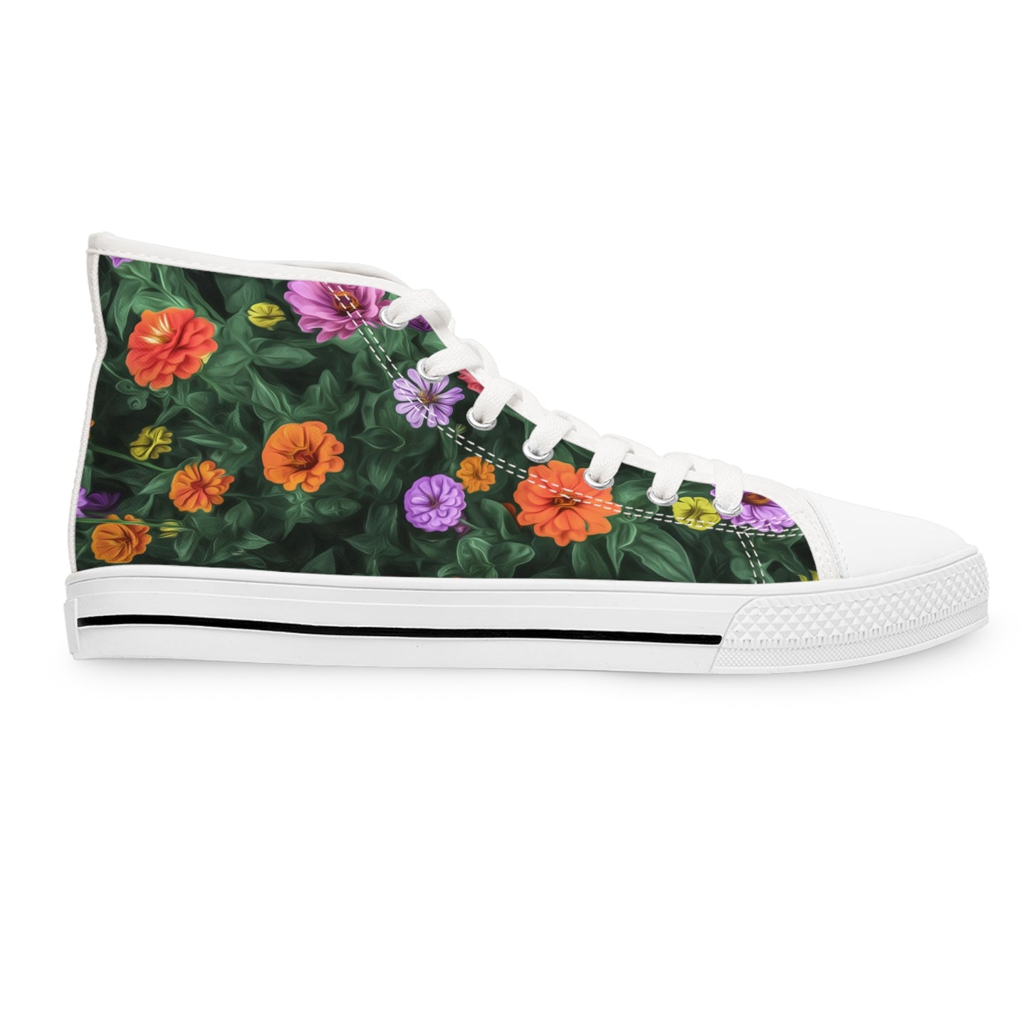 Zinnias High-Top Sneakers — Women's Colorful Zinnia Print Shoes