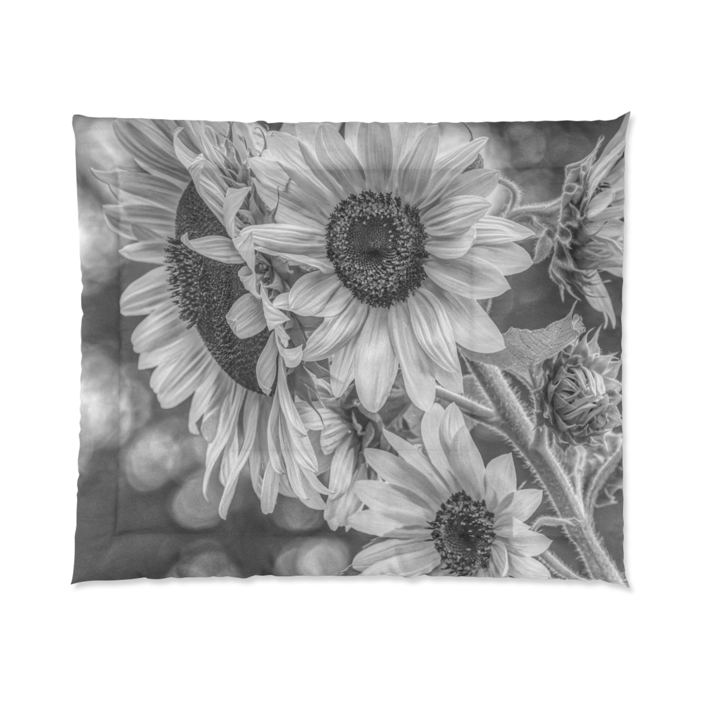 Black-n-White Sunflower Elegance  & Color Comforter