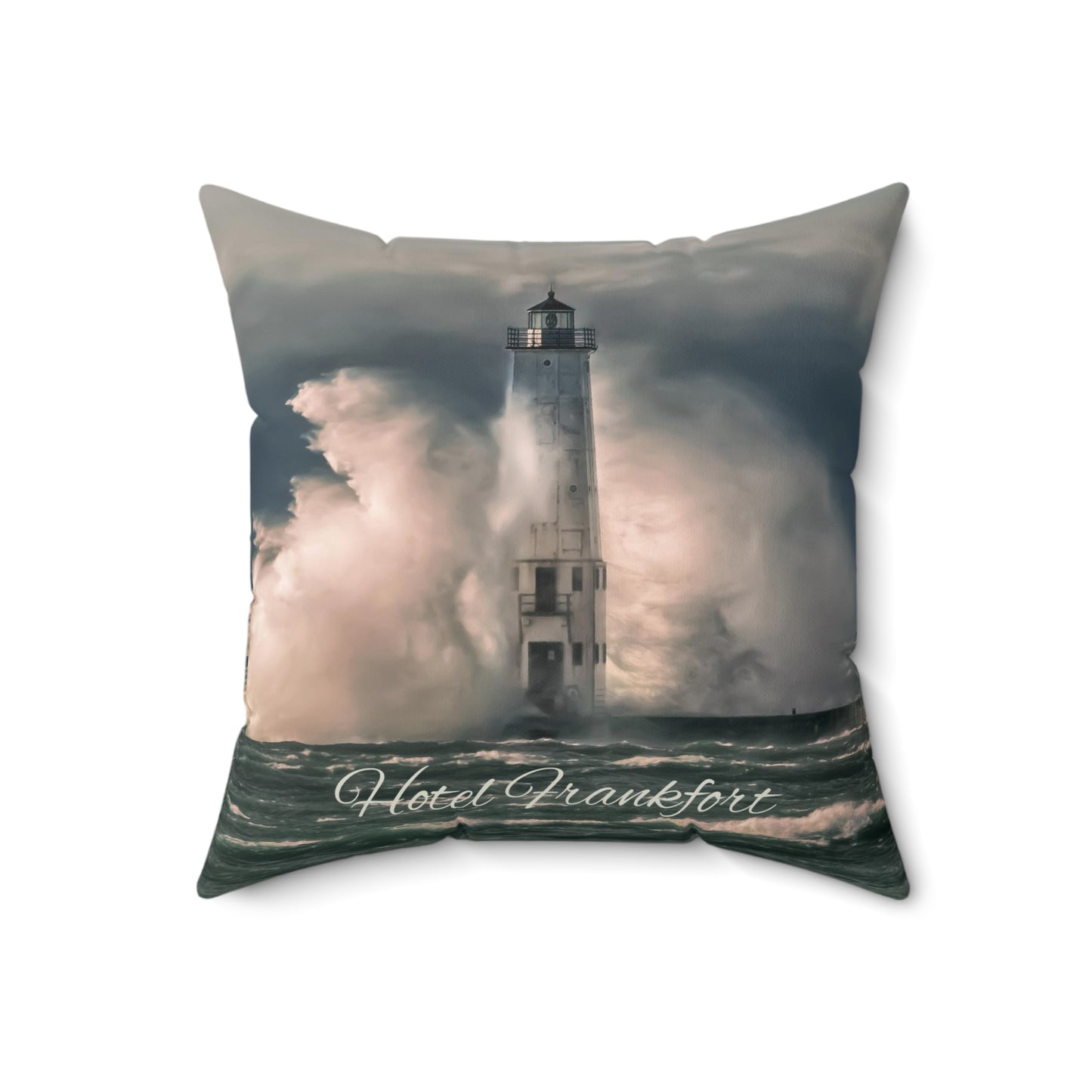 Hotel Frankfort Lighthouse Faux Suede Square Pillow