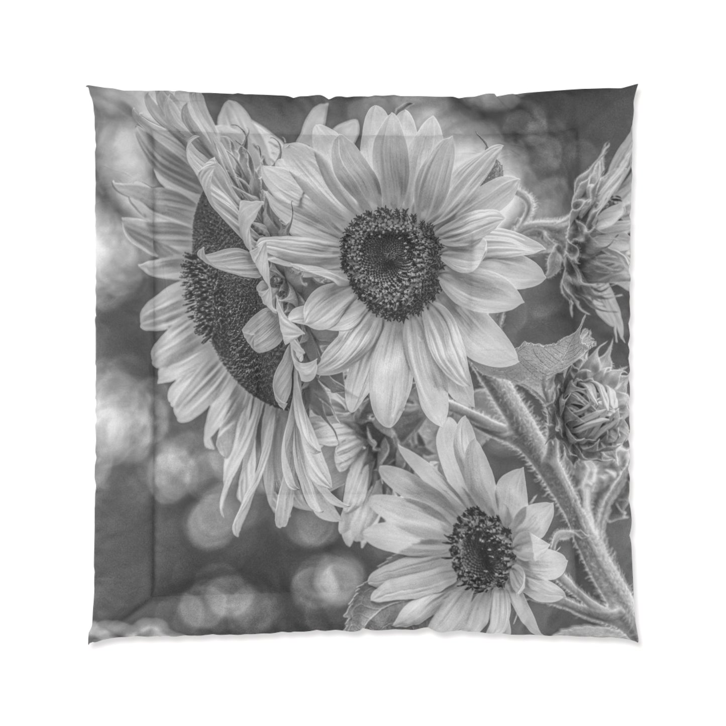 Black-n-White Sunflower Elegance & Color Comforter