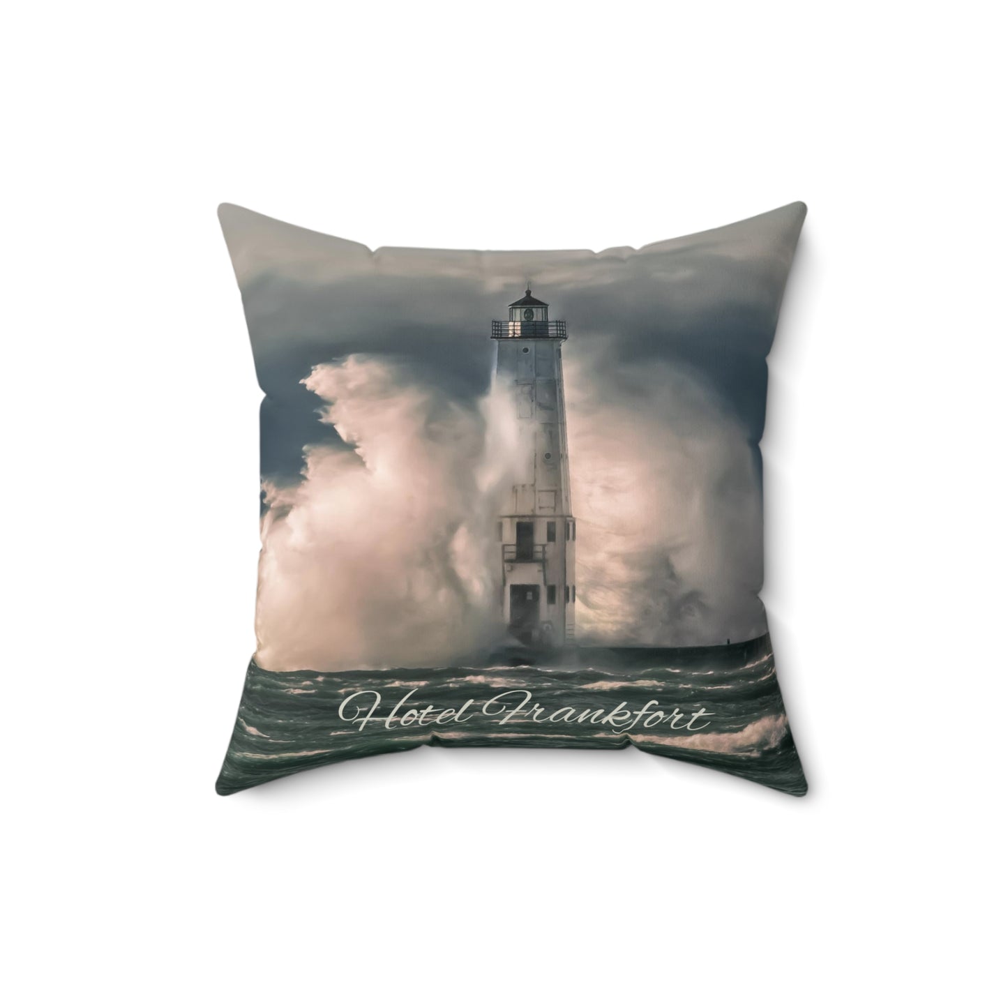 Hotel Frankfort Lighthouse Faux Suede Square Pillow
