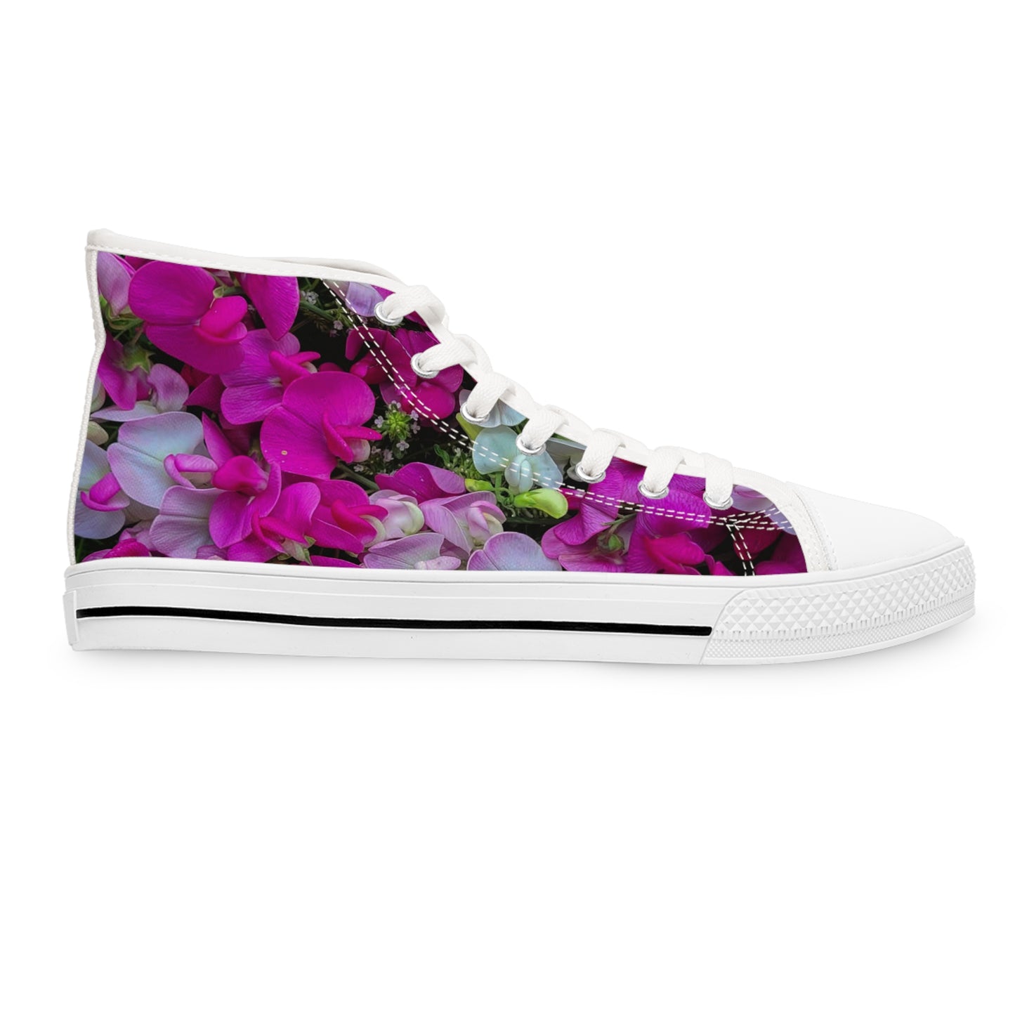 Sweet Pea High-Top Sneakers — Women's Garden Print Canvas Shoes
