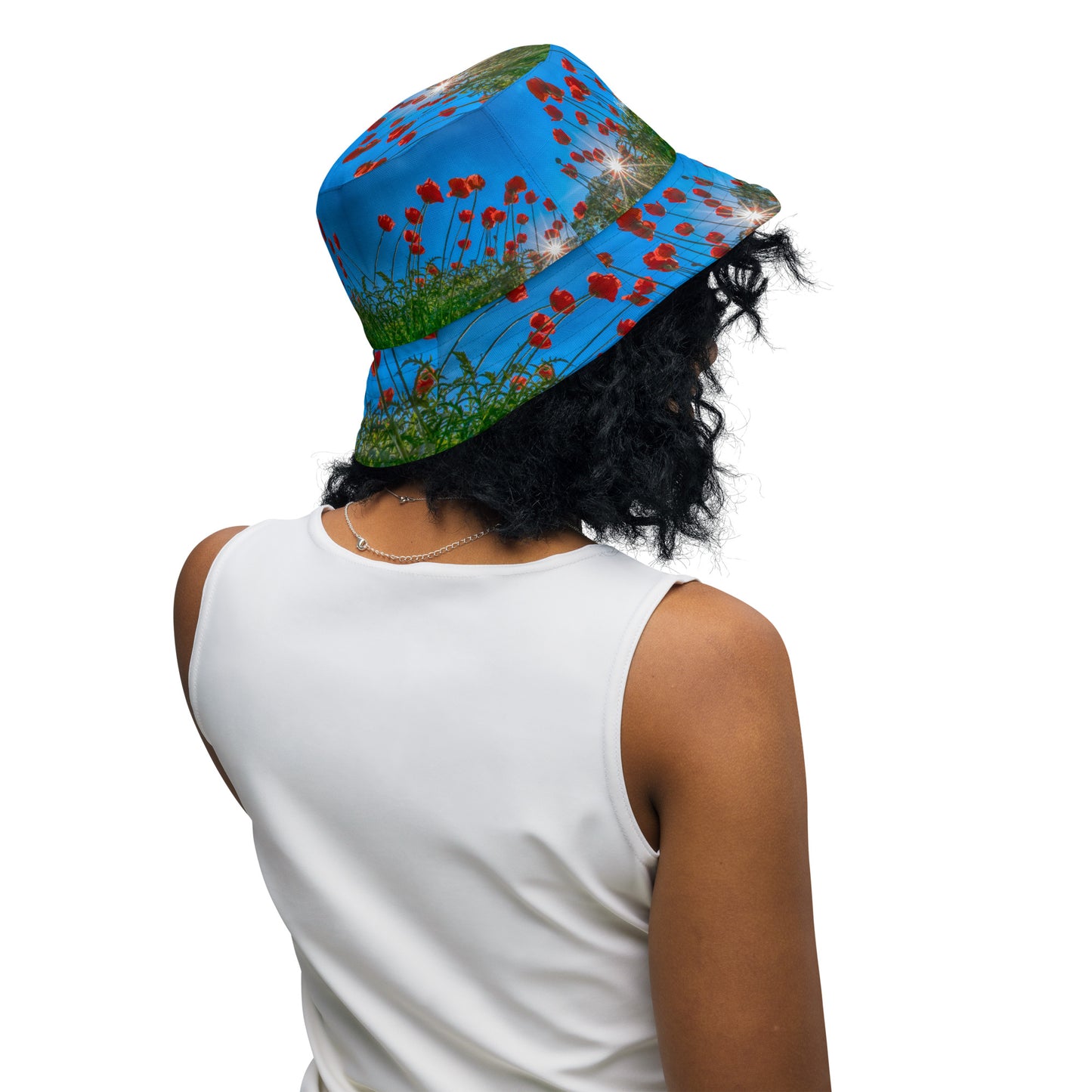 Orange Poppies Reversible Bucket Art Hat