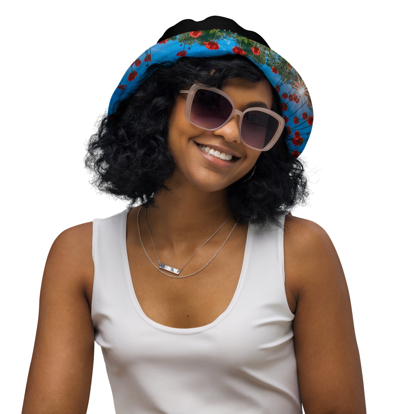 Orange Poppies Reversible Bucket Art Hat