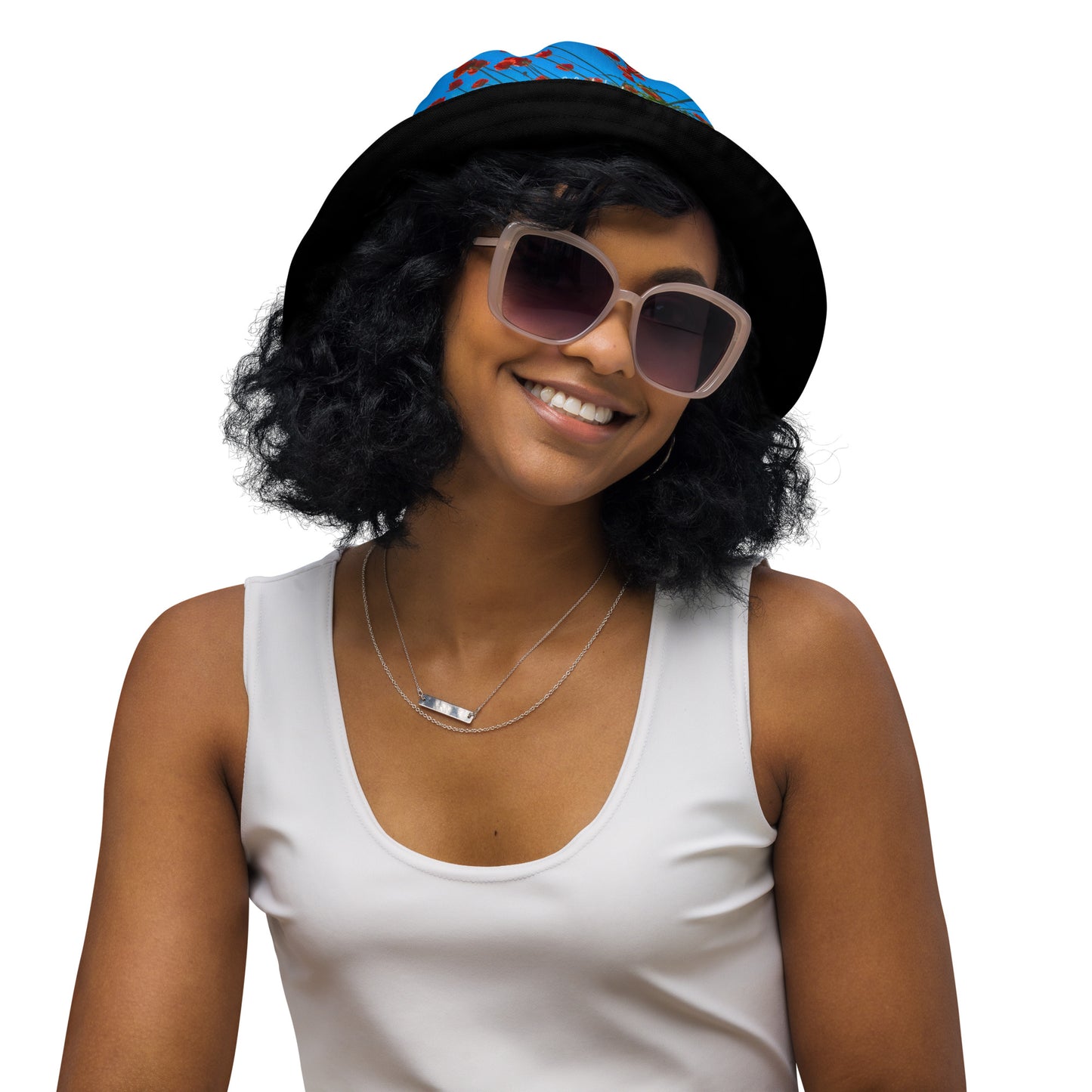 Orange Poppies Reversible Bucket Art Hat