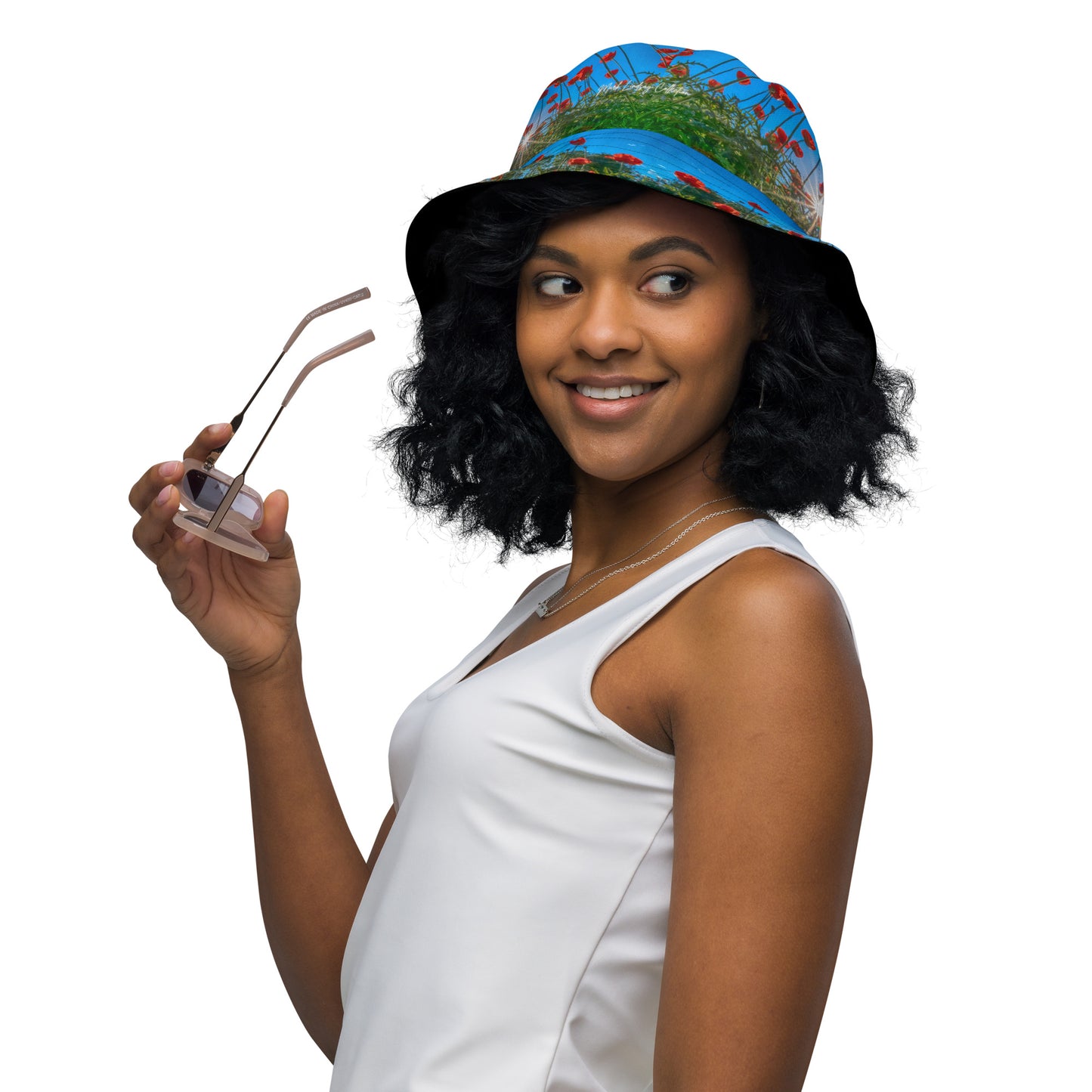 Orange Poppies Reversible Bucket Art Hat