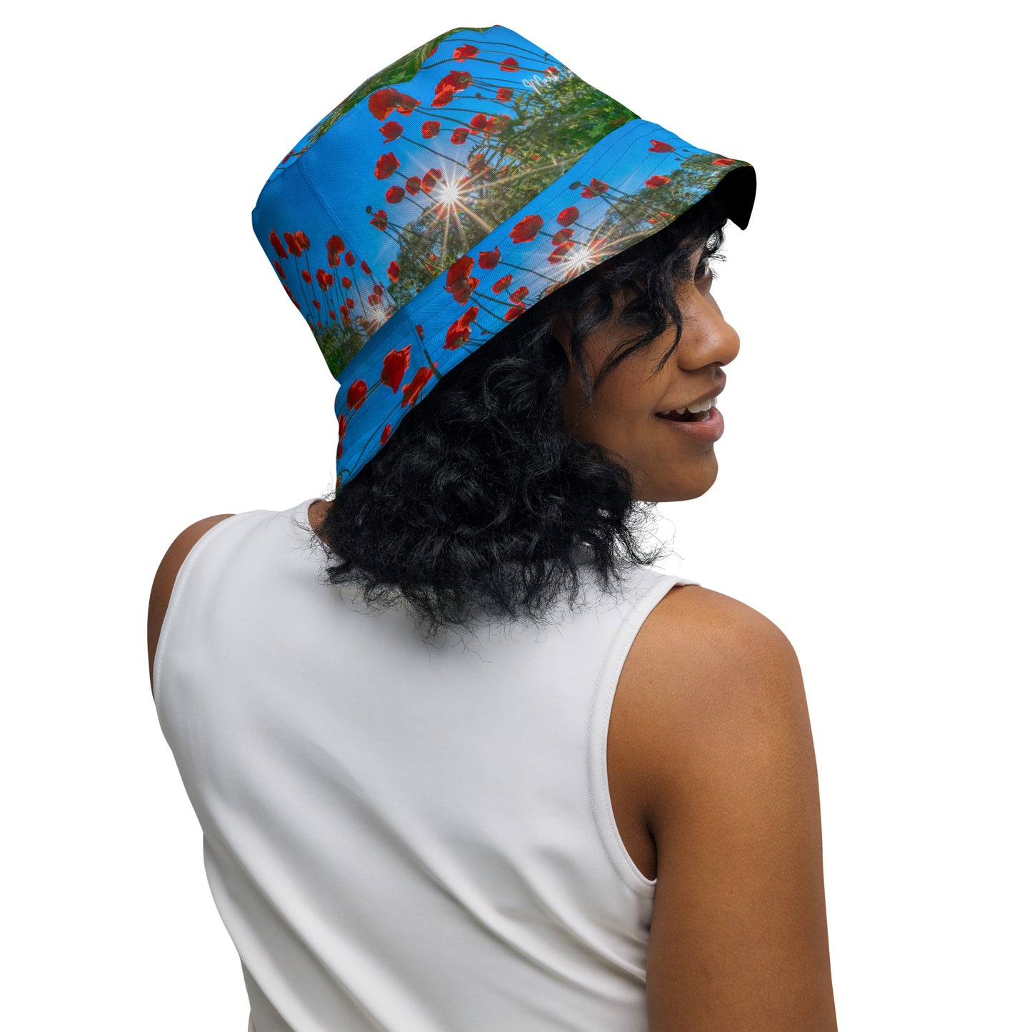 Orange Poppies Reversible Bucket Art Hat