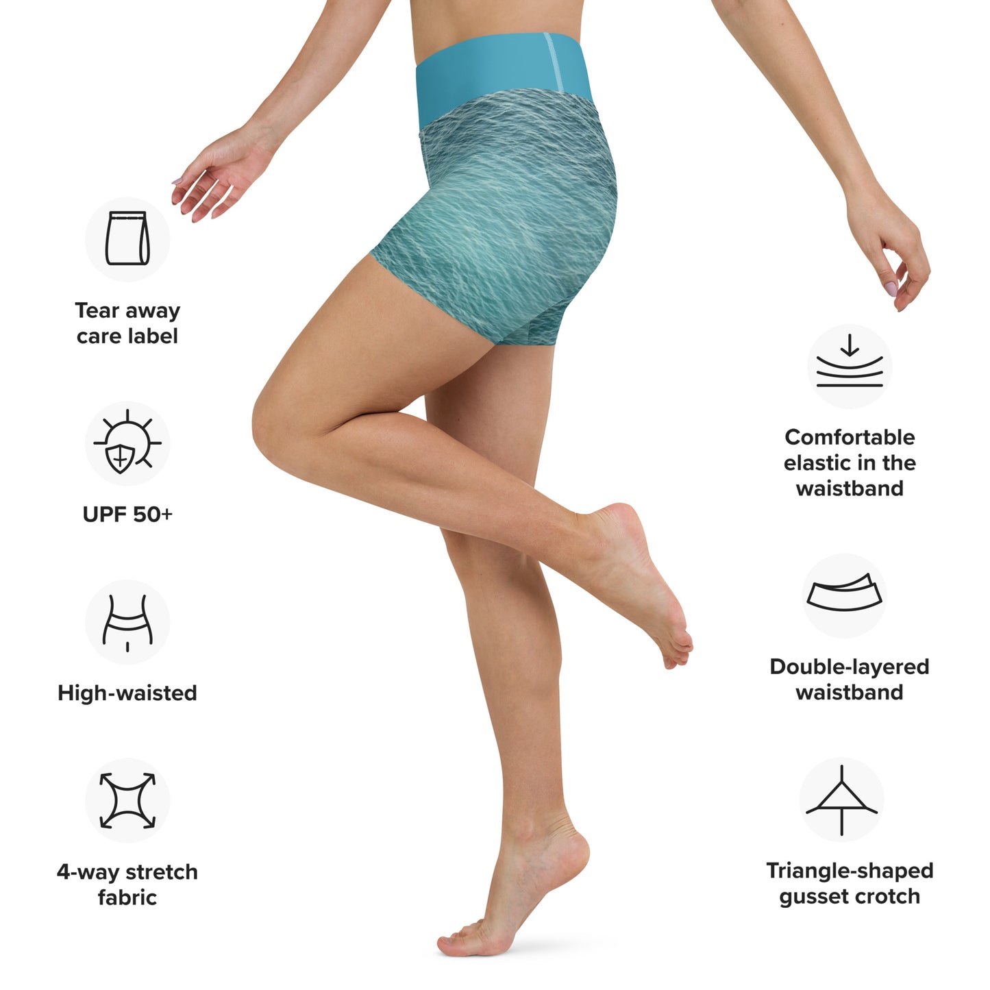 Caribbean Blue Yoga Art Shorts