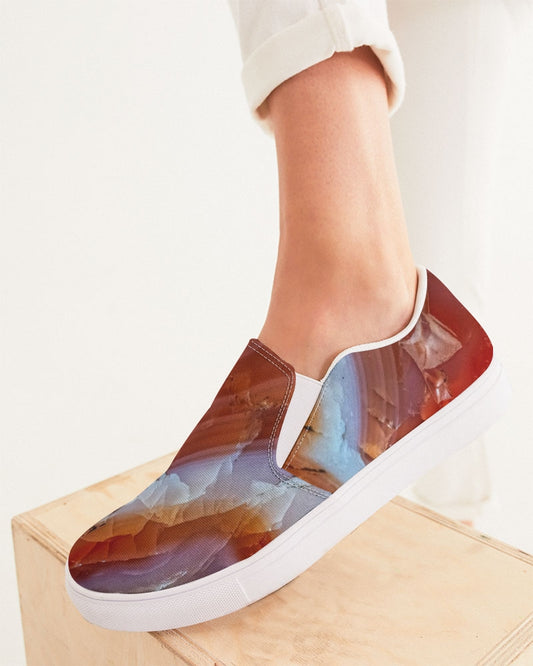 Red Agate Crystals Slip-On Canvas Shoes
