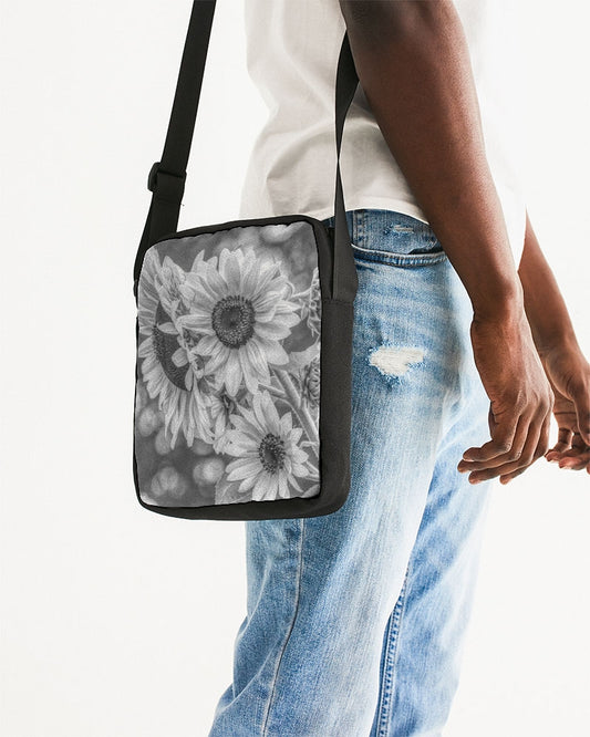 Black White Steely Sunflower Messenger Bag