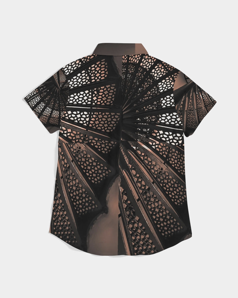 Lighthouse Fibonacci Spiral Beauty Women's Short Sleeve Button Up