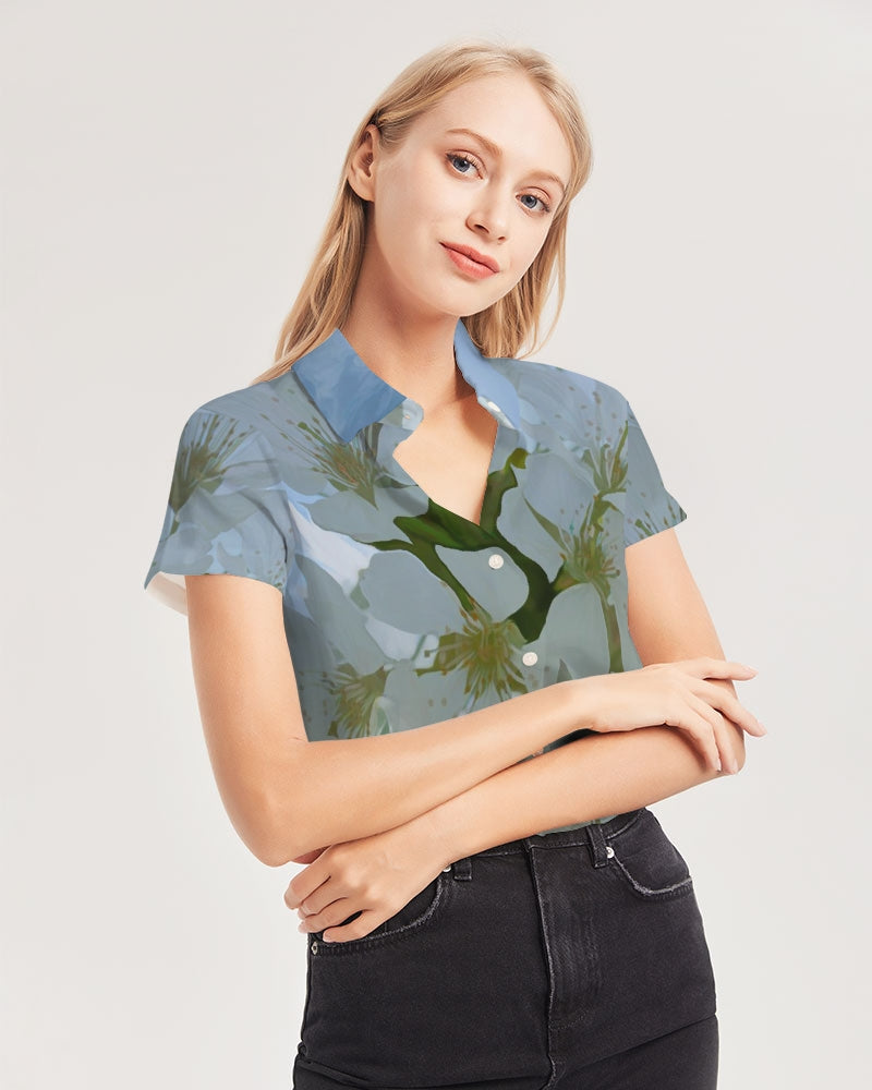 Summer Solstice Women's Short Sleeve Button Up