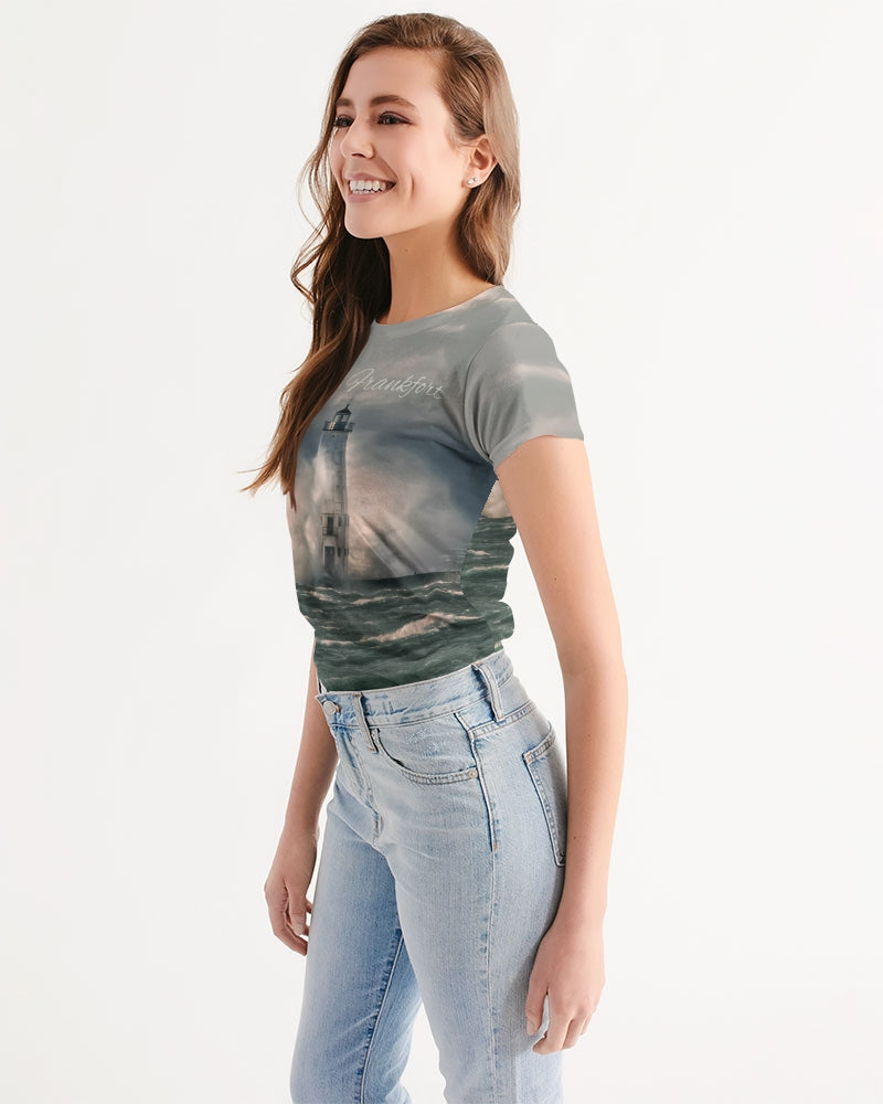 Frankfort Lighthouse with Hotel Frankfort Women's Tee