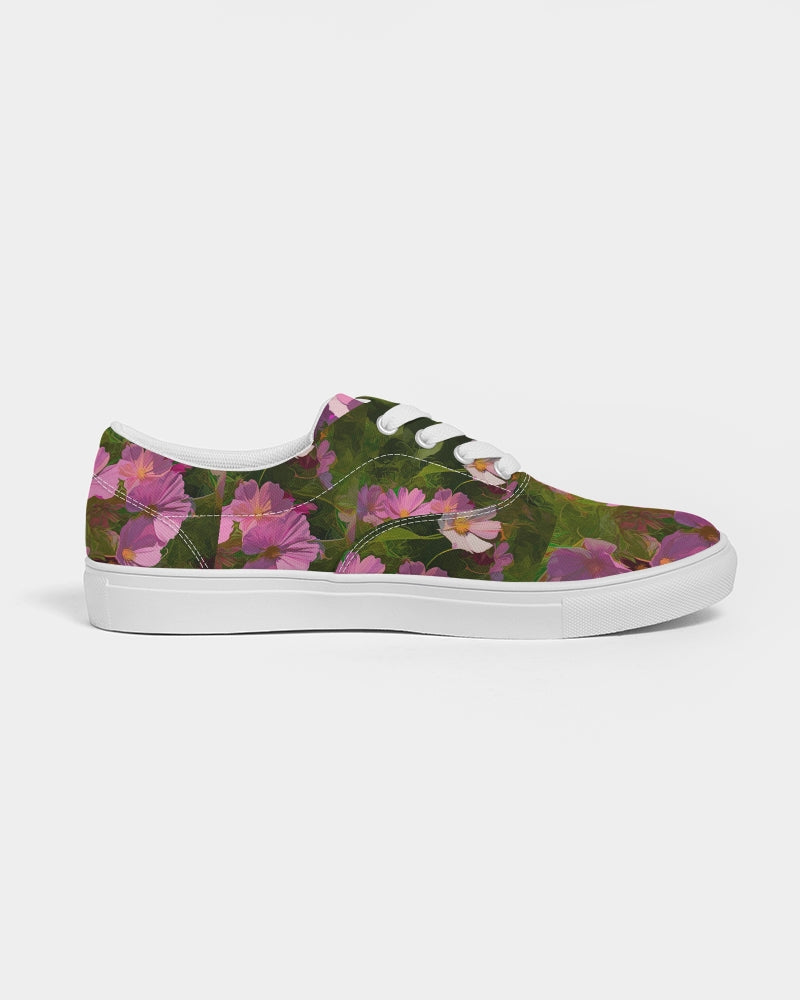 Chroma Pink Flower Women's Lace Up Canvas Shoe