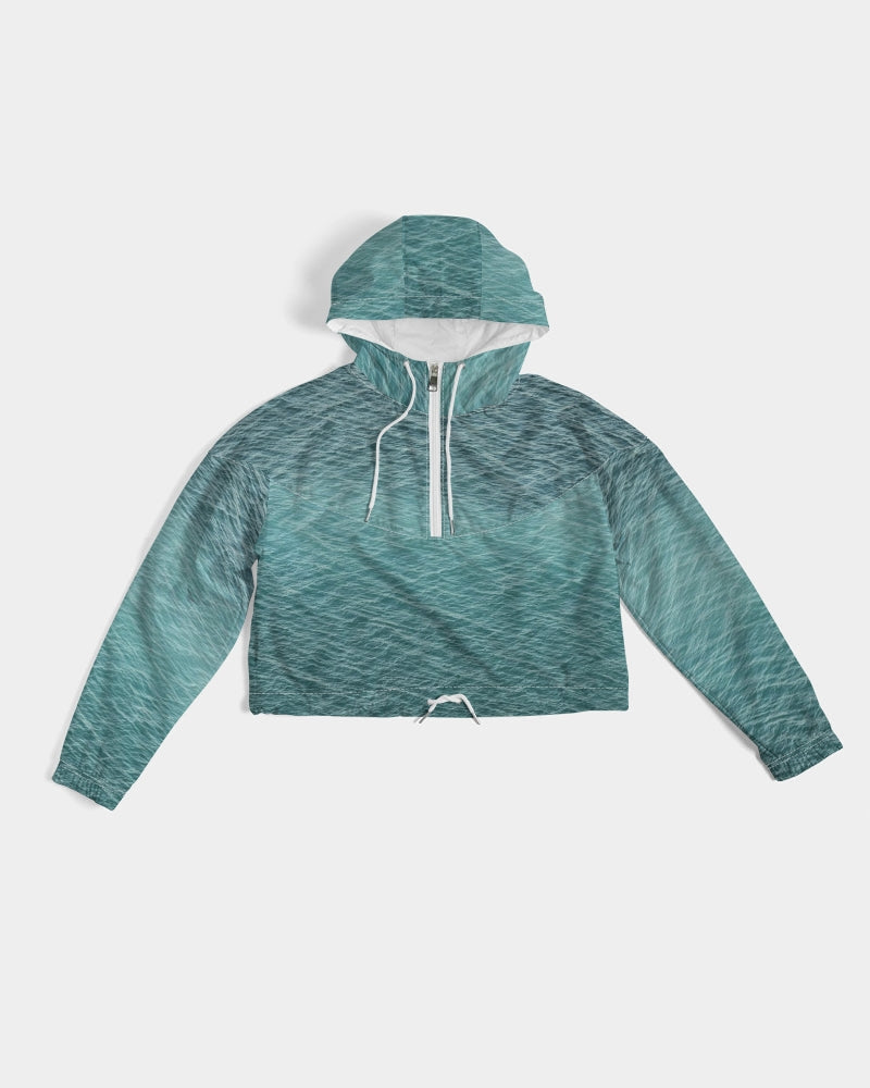 LAke Michigan Blue Women's Cropped Windbreaker