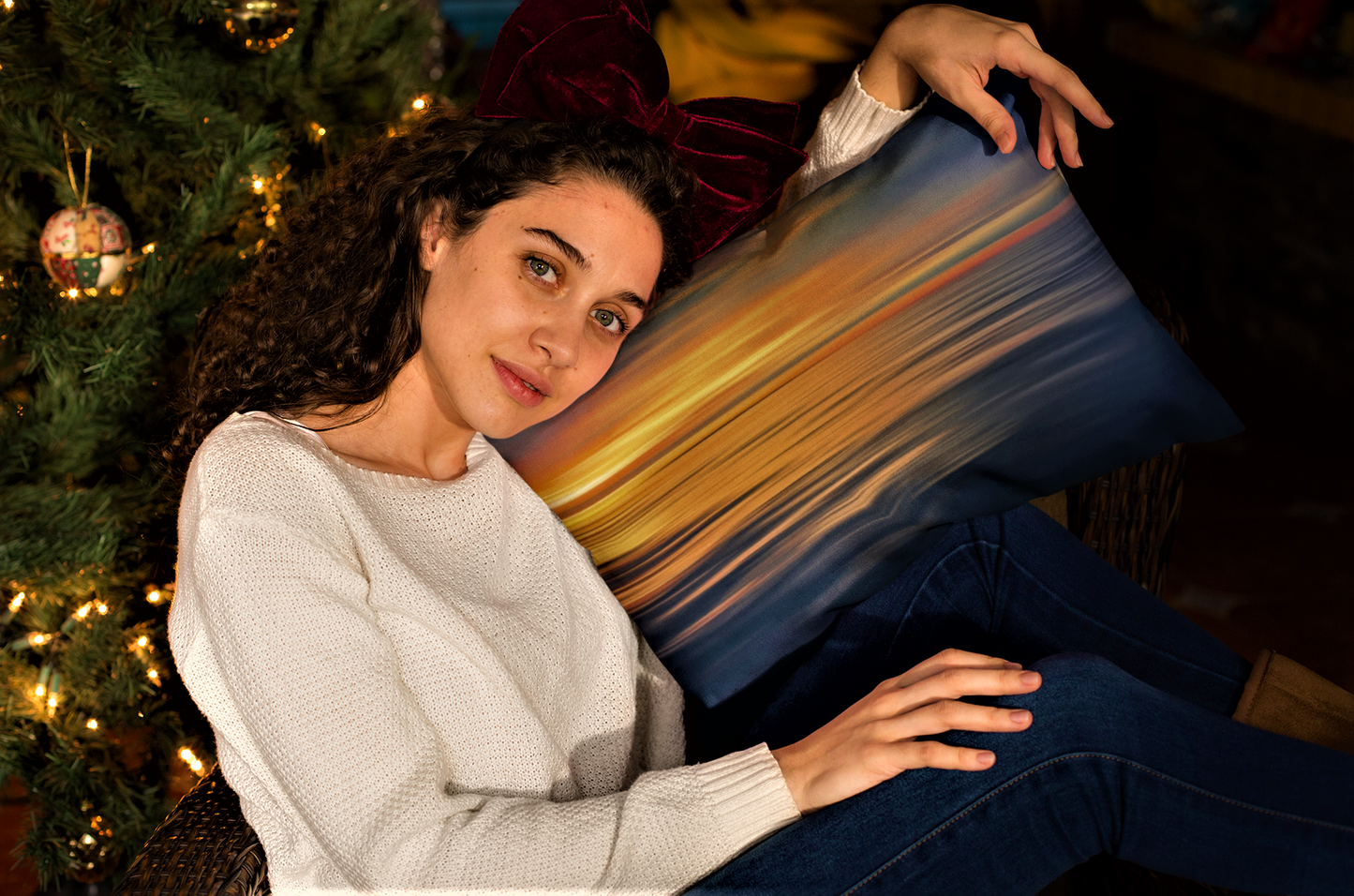 Golden Sunset Premium Art Pillow