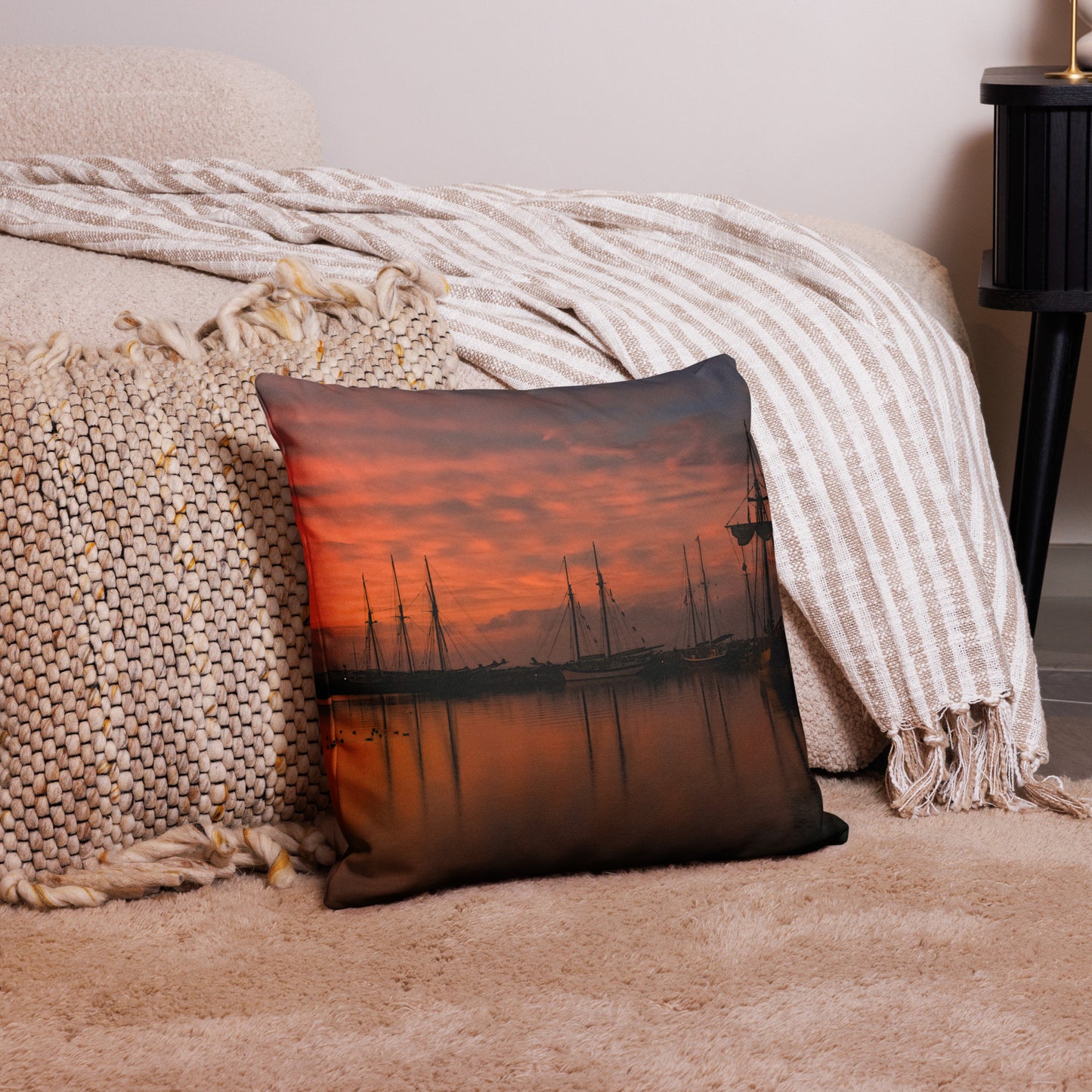 Harbor Sunset Premium Art Pillow