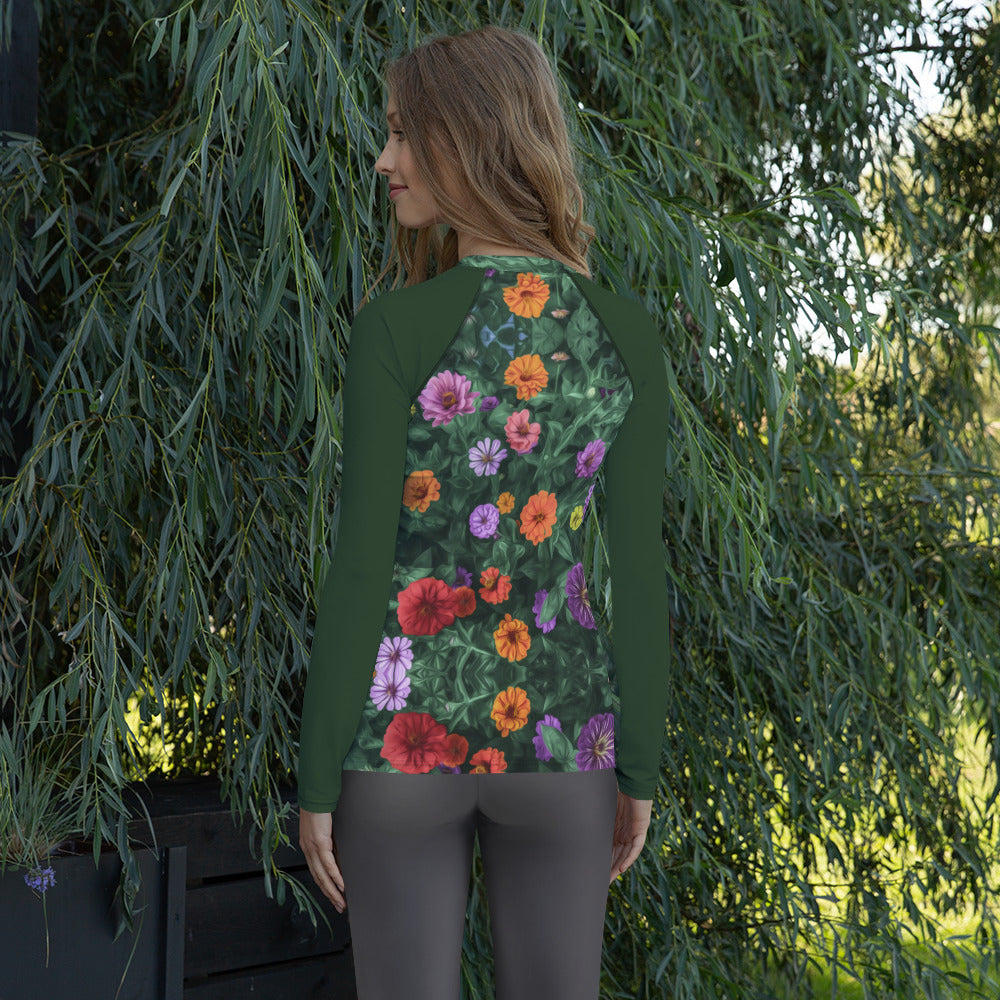 Flower Garden Women's Designer Rash Guard