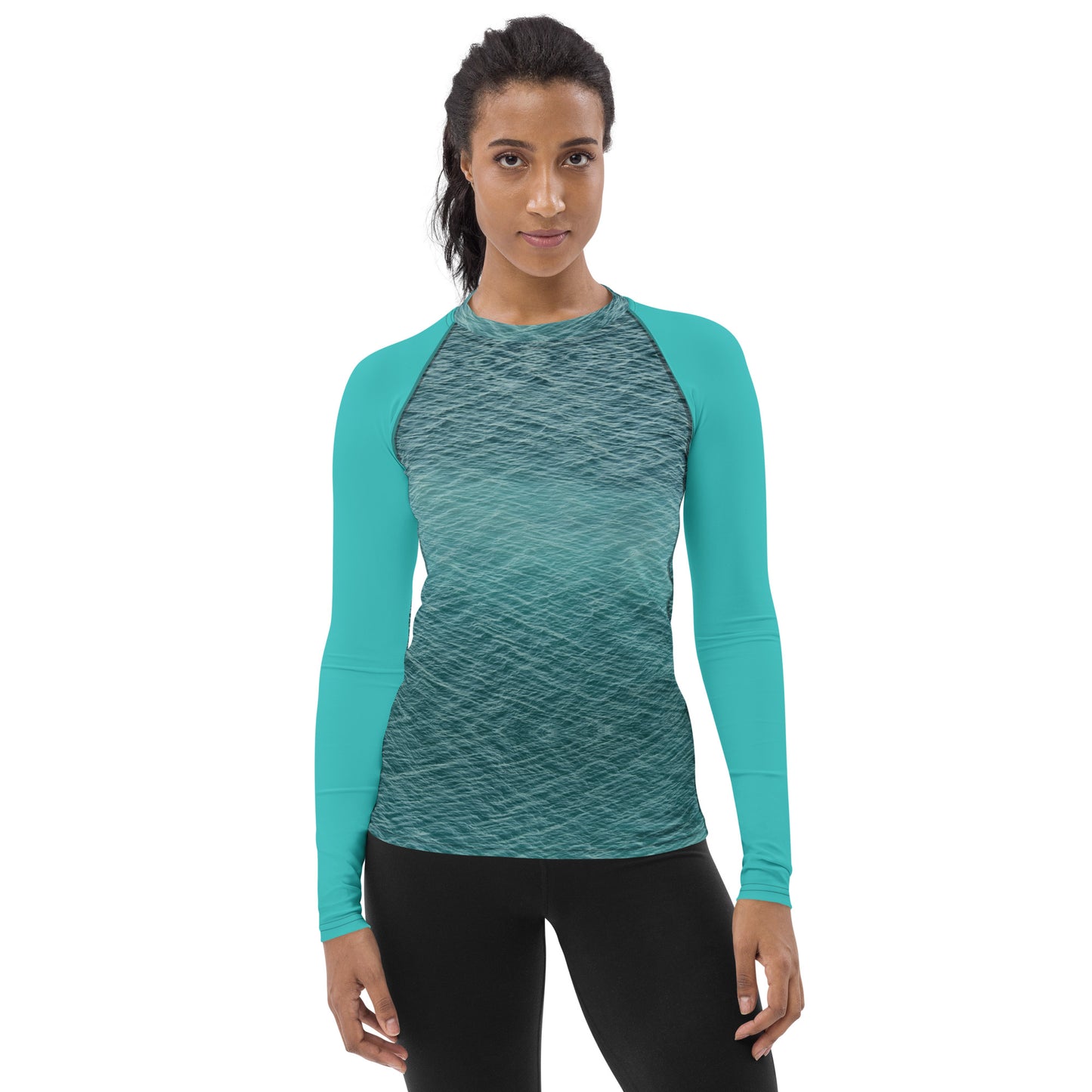 Caribbean Blue Women's Designer Rash Guard