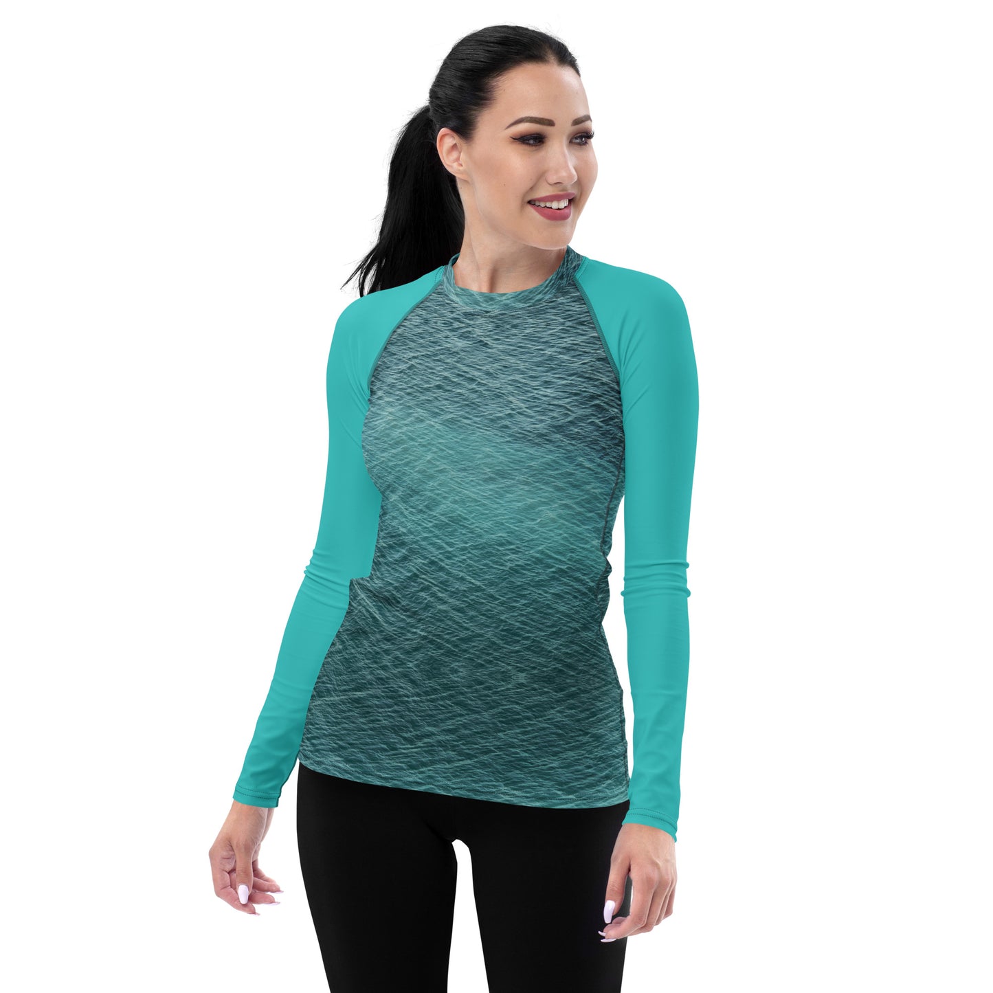 Caribbean Blue Women's Designer Rash Guard