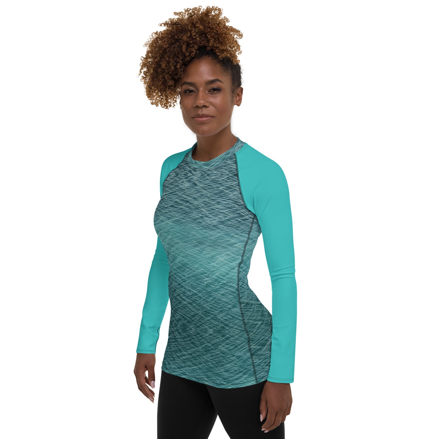 Caribbean Blue Women's Designer Rash Guard