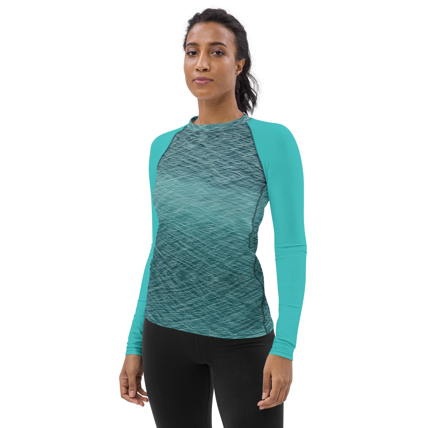 Caribbean Blue Women's Designer Rash Guard