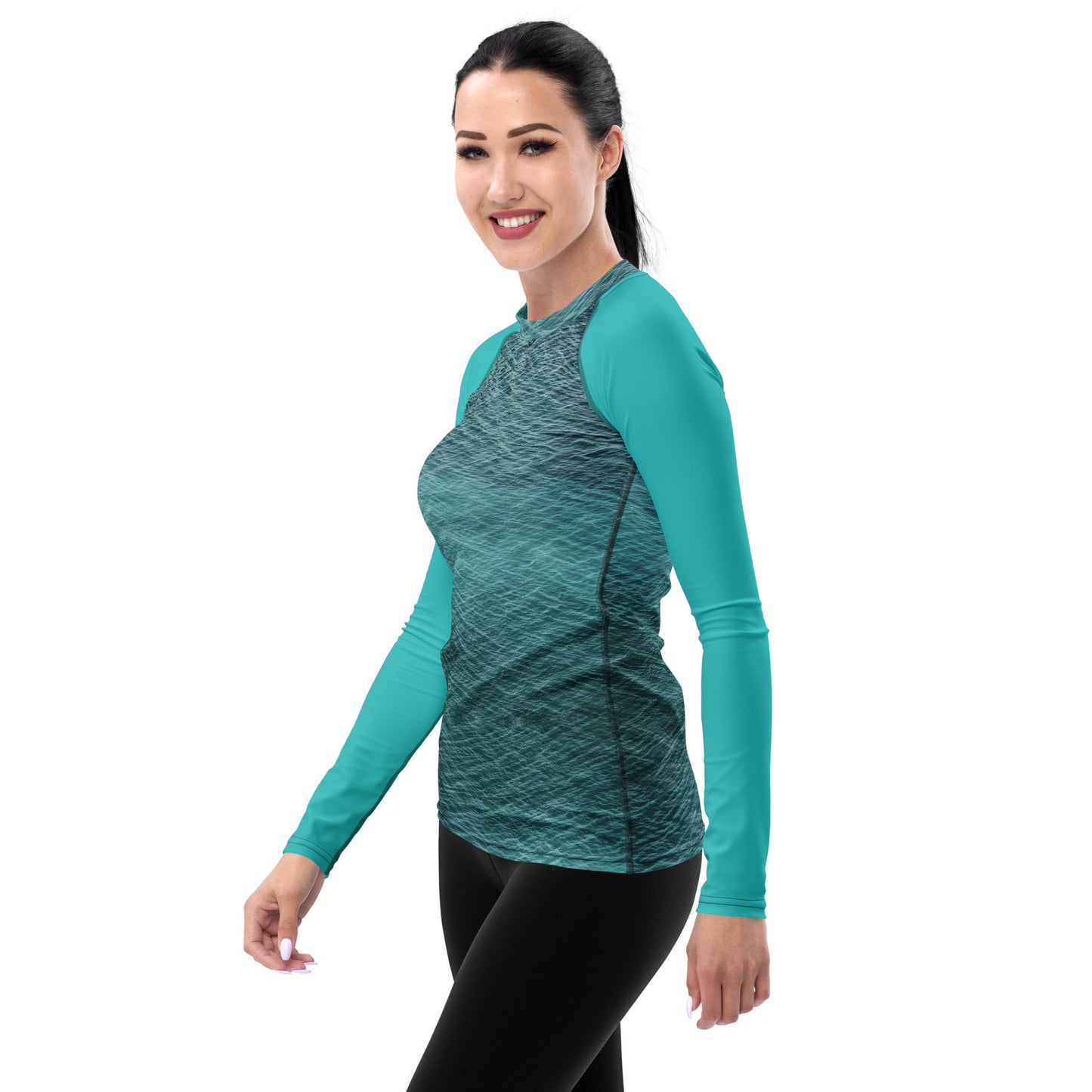 Caribbean Blue Women's Designer Rash Guard