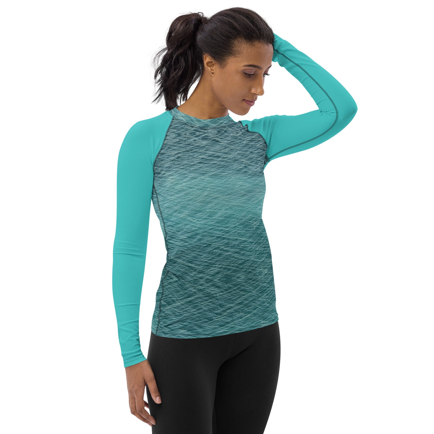 Caribbean Blue Women's Designer Rash Guard