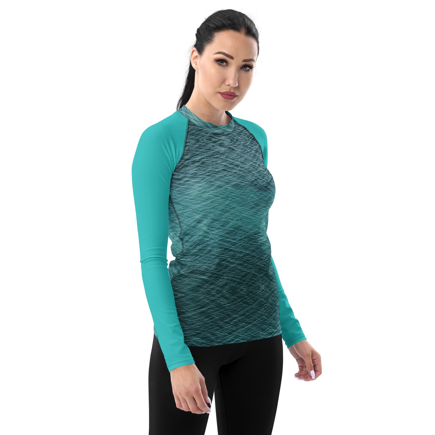 Caribbean Blue Women's Designer Rash Guard