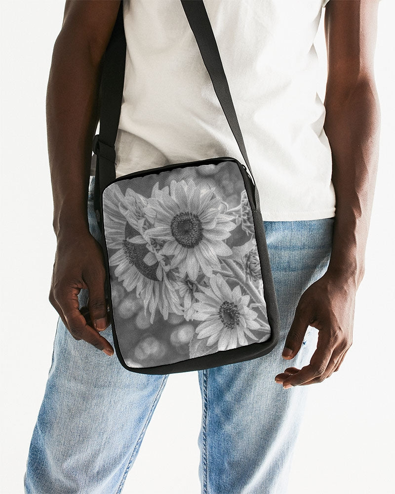 Black White Steely Sunflower Messenger Bag