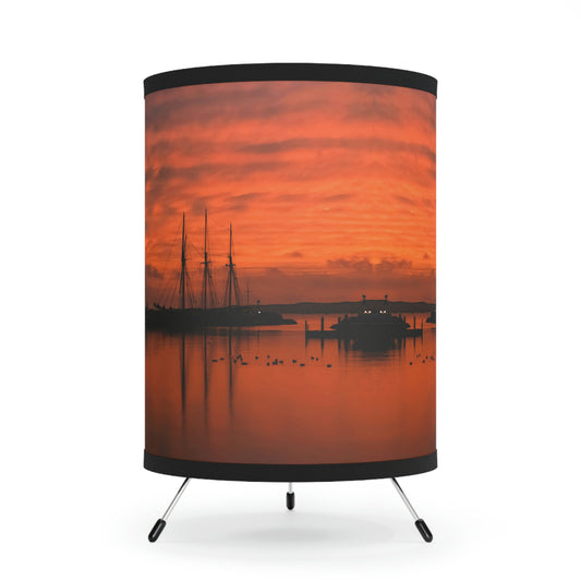 Harbor Sunset Tripod Art Lamp