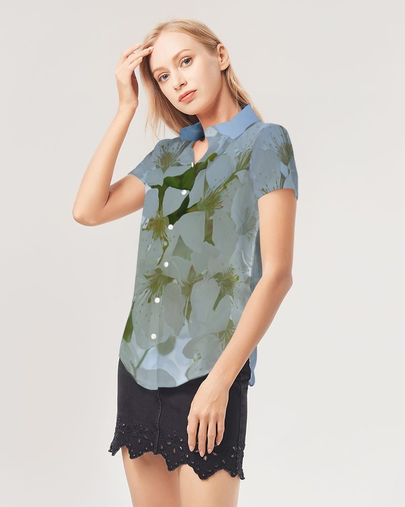 Summer Solstice Women's Short Sleeve Button Up