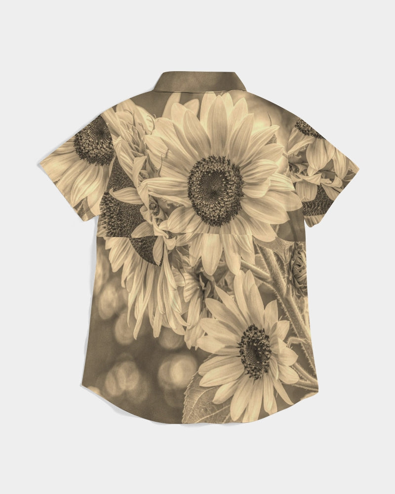 Butterfly Bronze Women's Short Sleeve Button Up