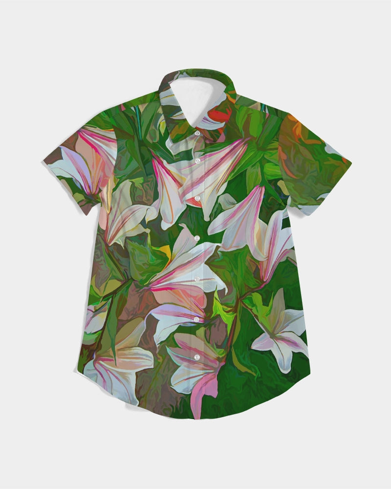 Flower Garden Women's Short Sleeve Button Up