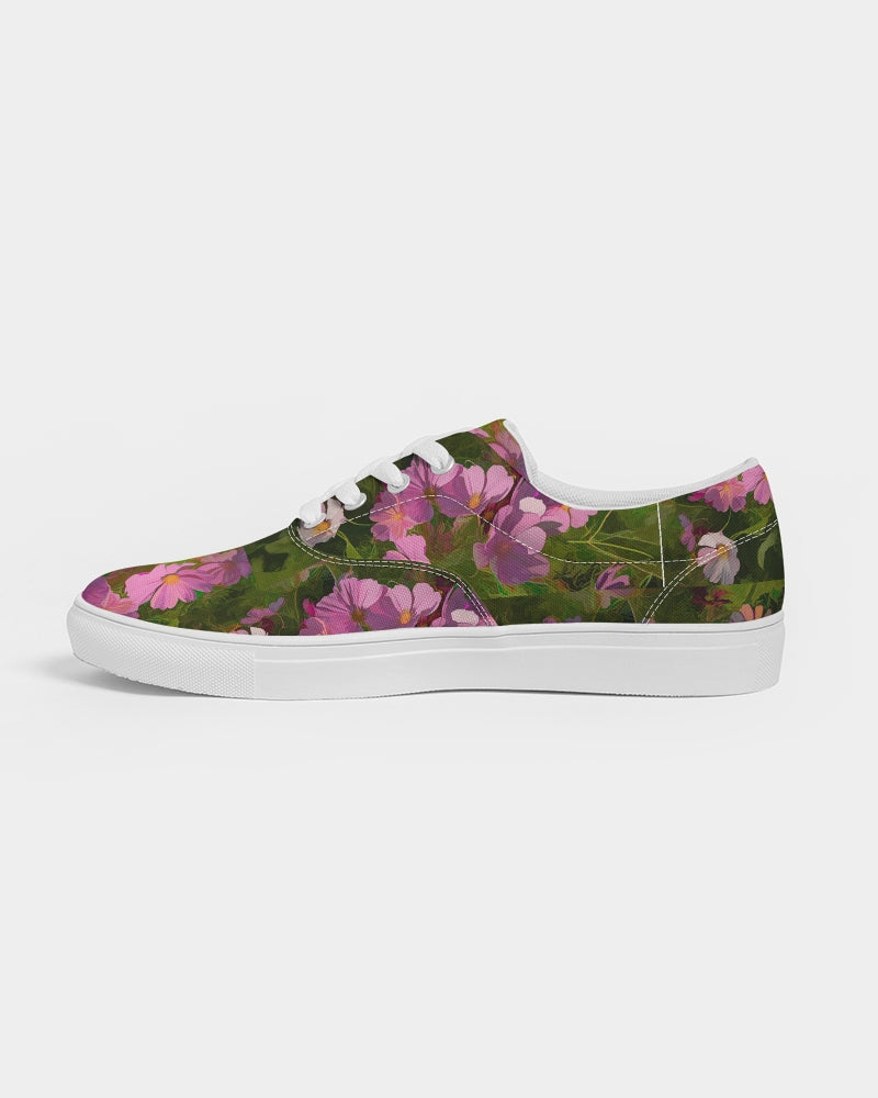 Chroma Pink Flower Women's Lace Up Canvas Shoe