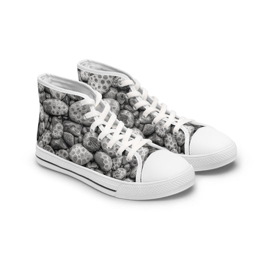 Petoskey Stone High-Top Sneakers — Women's Petoskey Stone High-Top Canvas Shoes