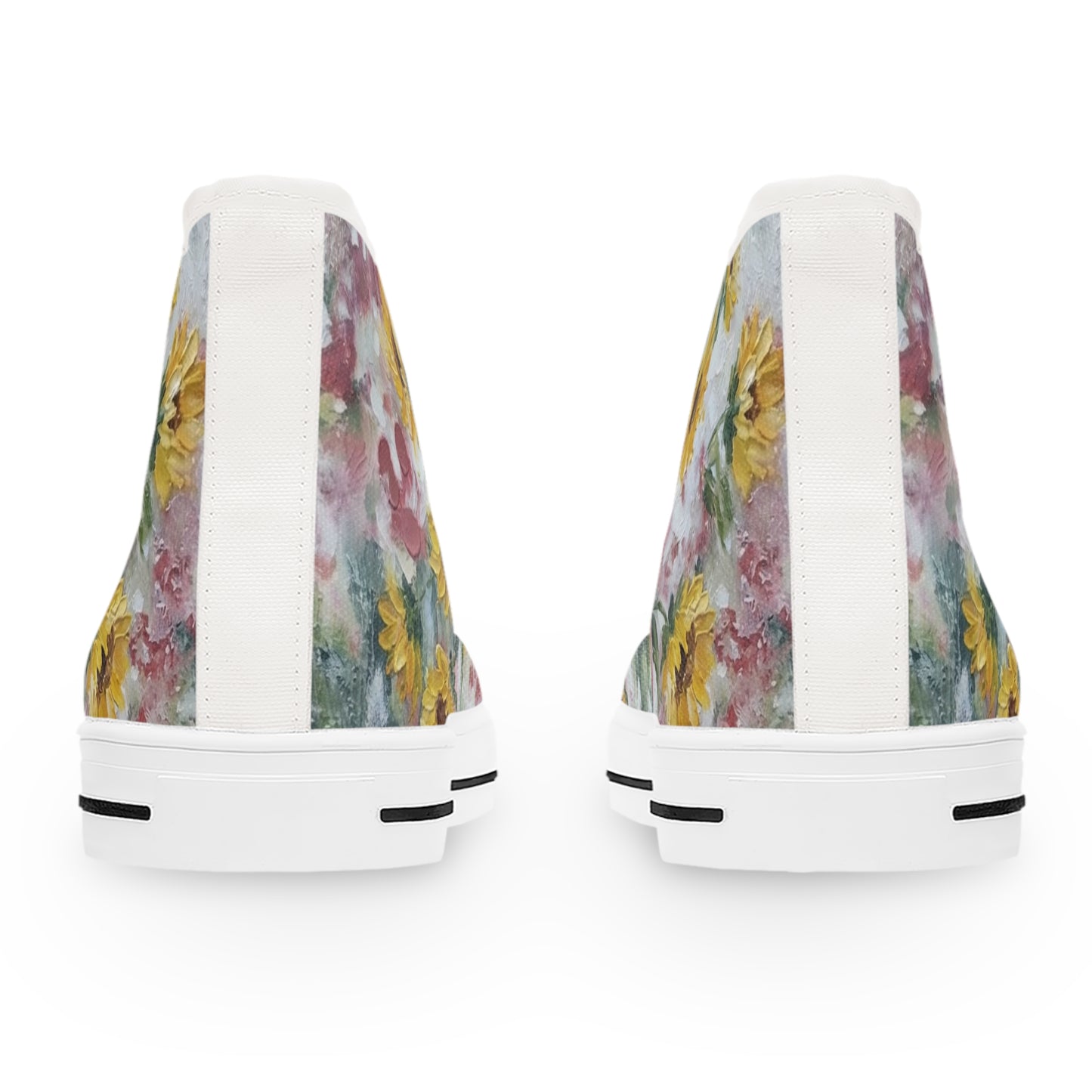 Van Gogh Sunflower High-Top Sneakers — Women's Floral Canvas Shoes