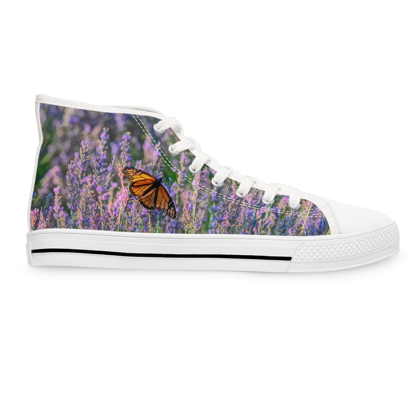 Lavender Fields High Top Sneakers — Lavender Field Butterfly Print