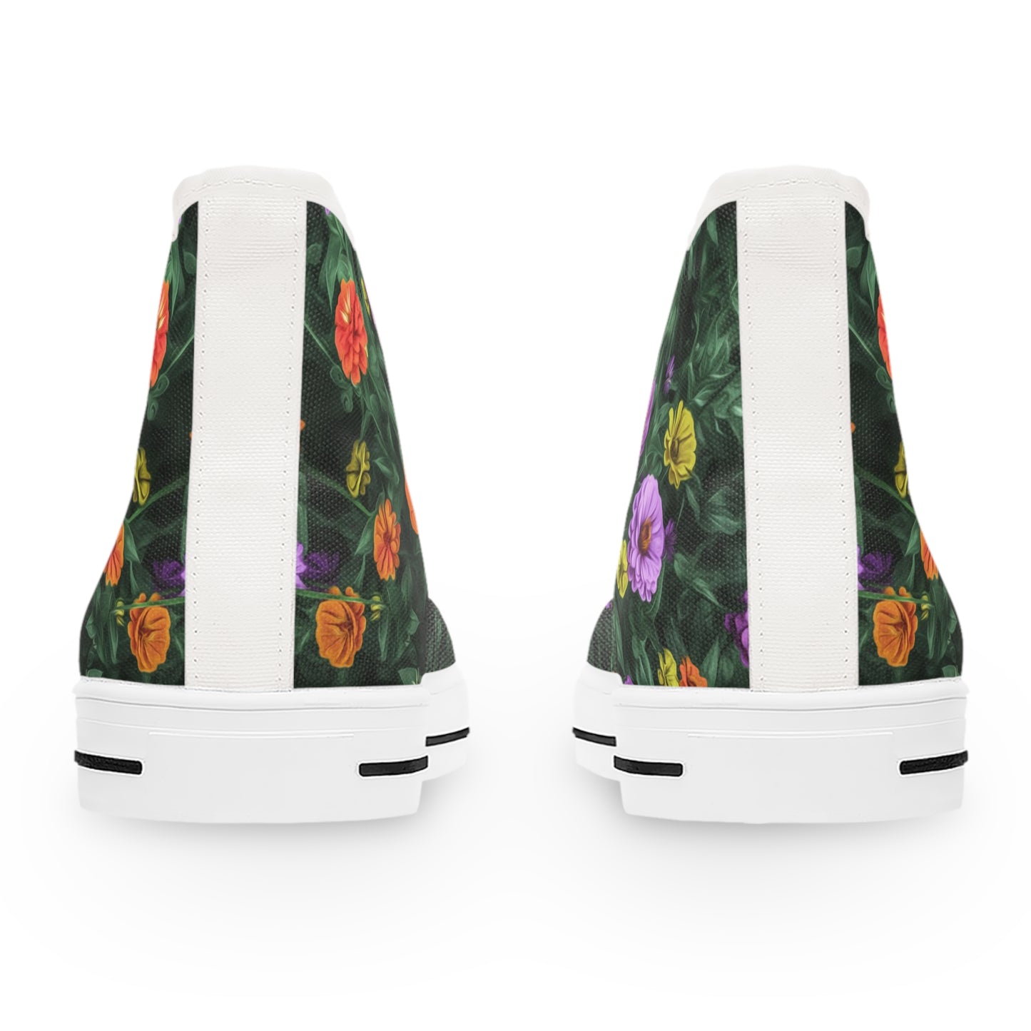 Zinnias High-Top Sneakers — Women's Colorful Zinnia Print Shoes