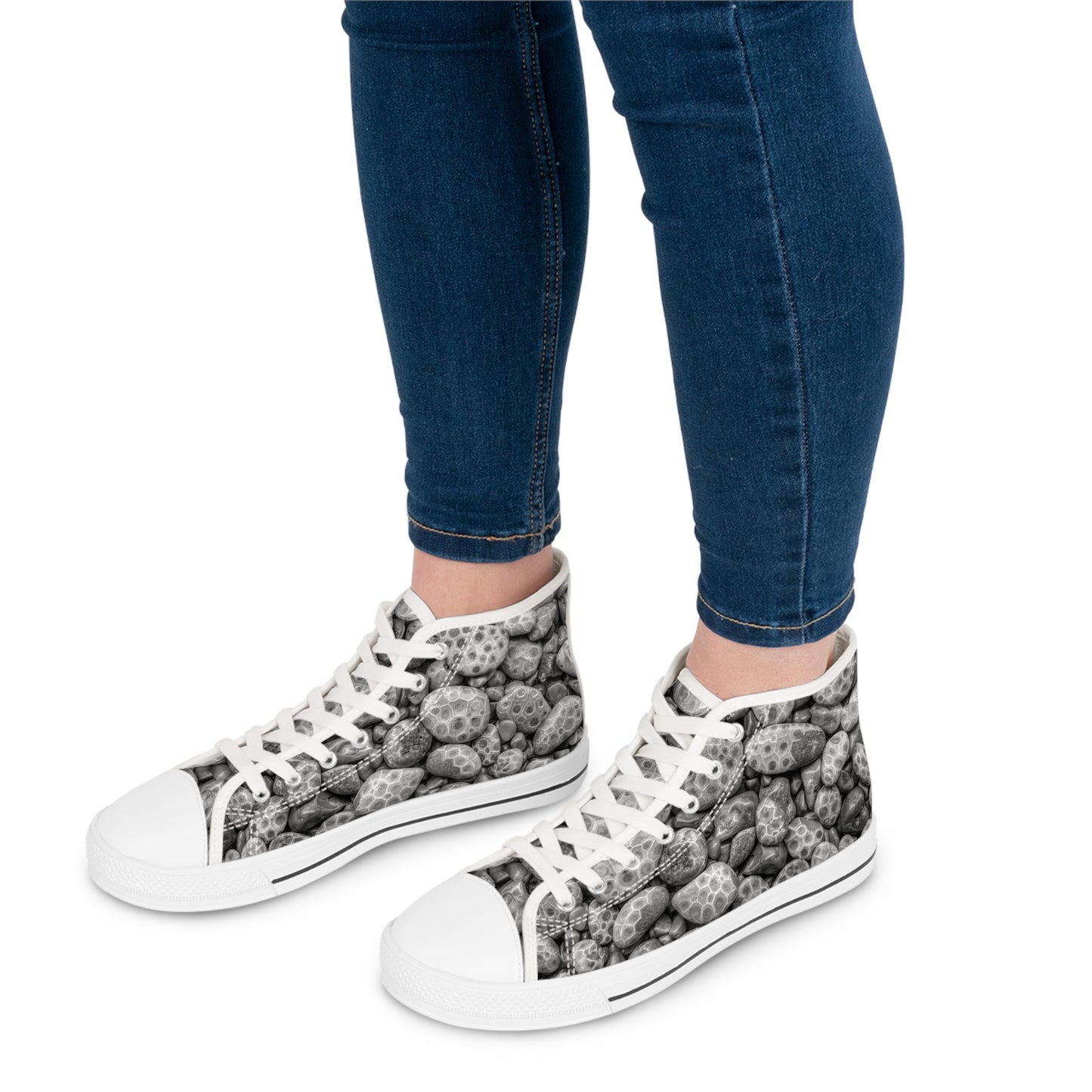 Petoskey Stone High-Top Sneakers — Women's Petoskey Stone High-Top Canvas Shoes