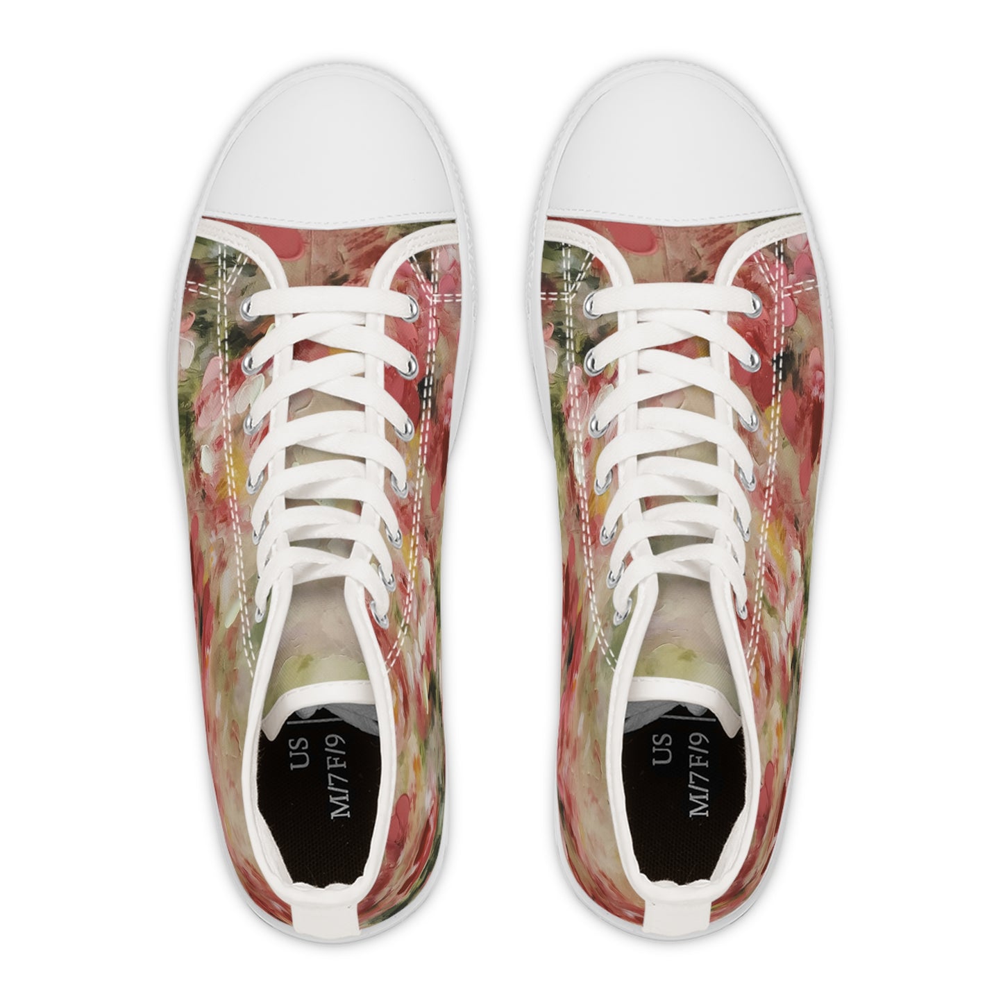 Van Gogh's Pink Roses High Top Sneakers — Women's Pink Rose Canvas Shoes